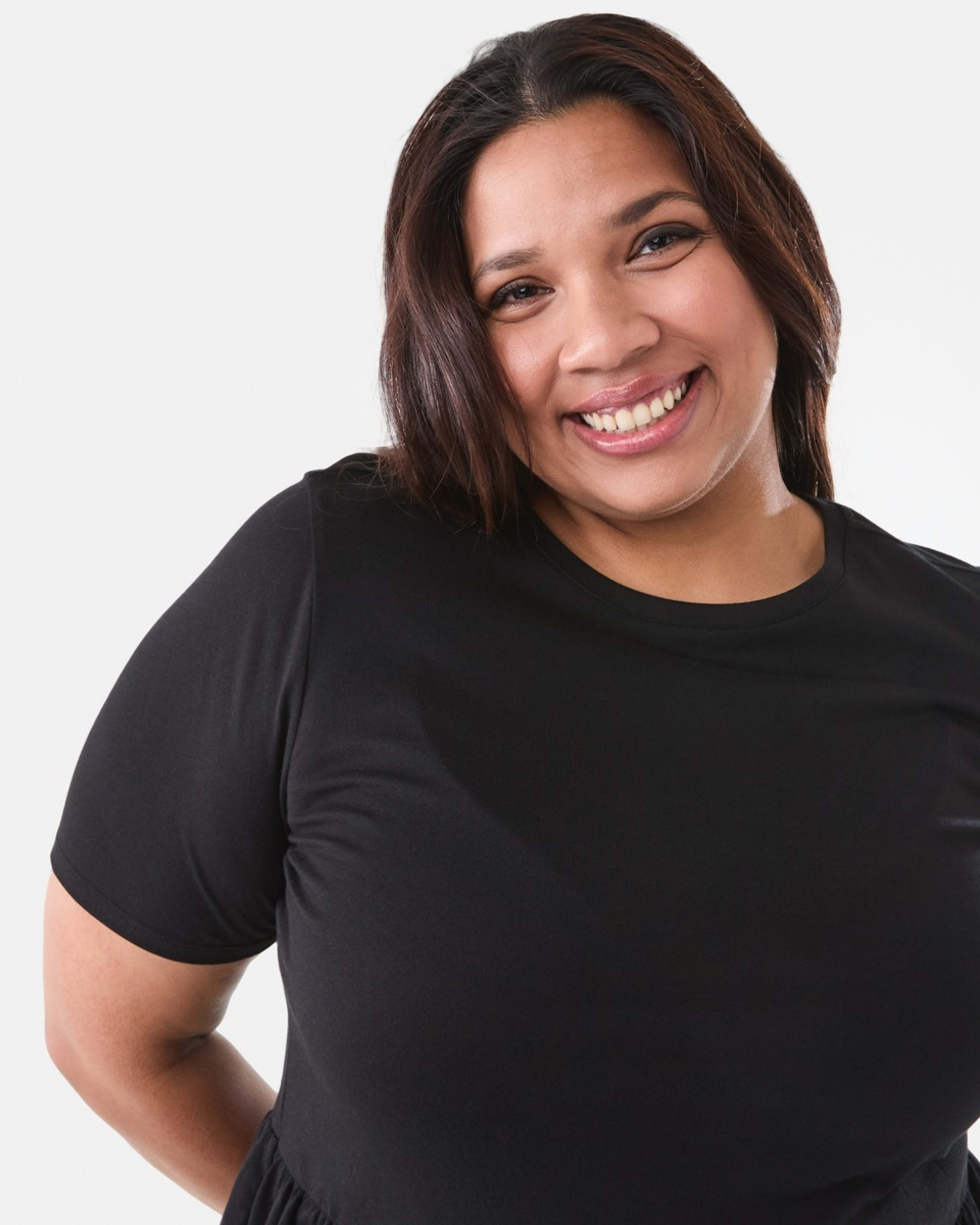 4 Curve Short Sleeve Peplum Top Black, 4 of 6
