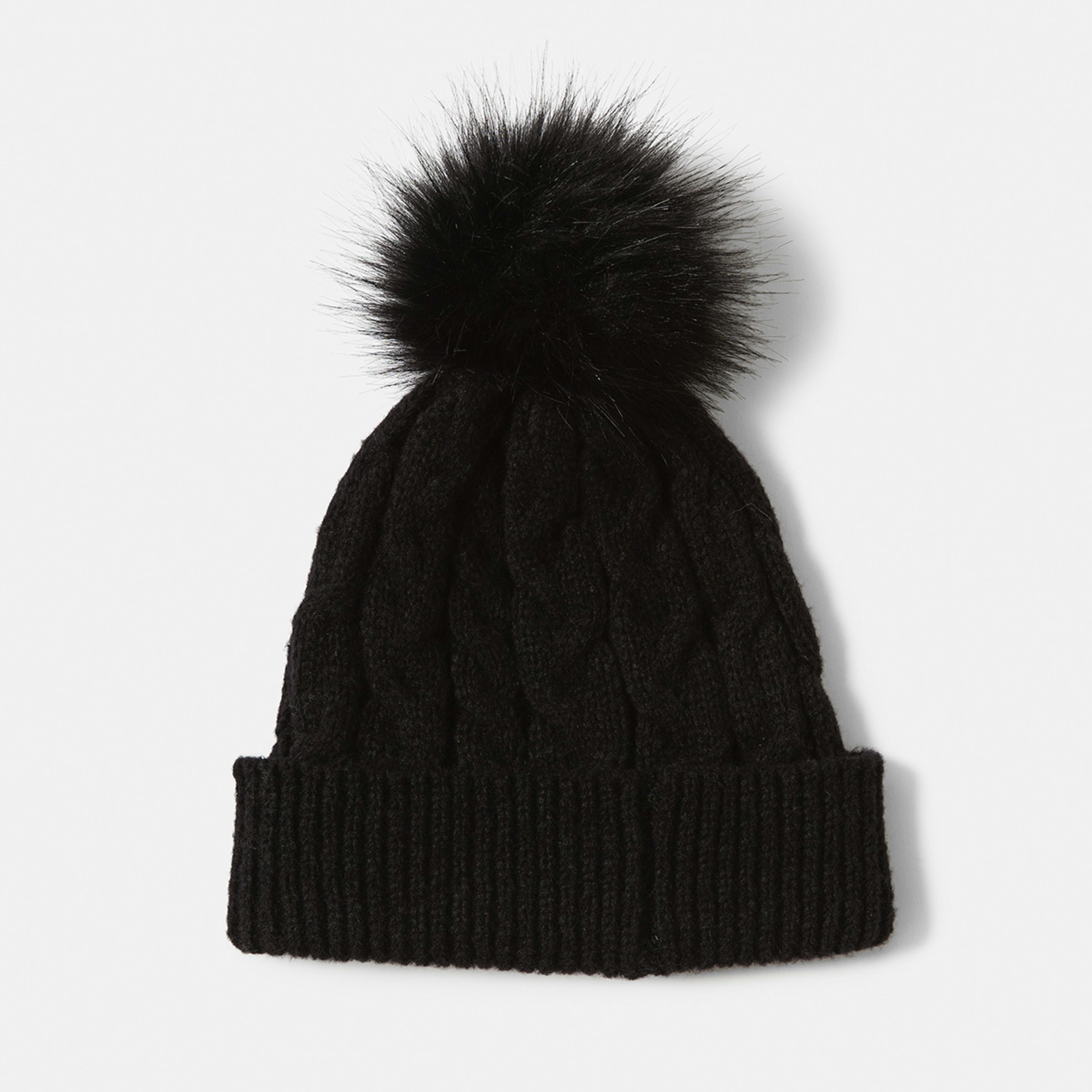 2 Cable Pom Pom Beanie Black, 2 of 5