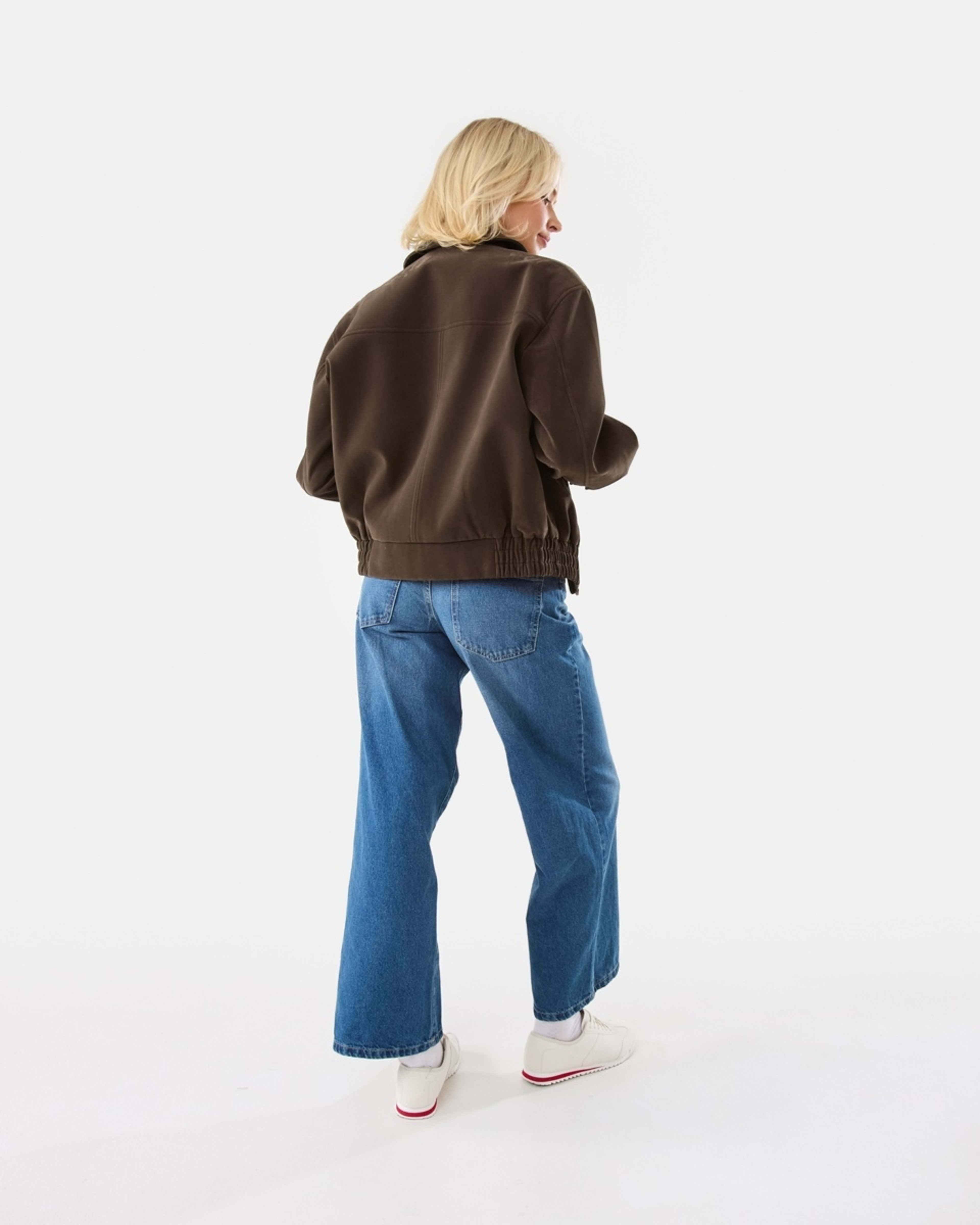 5 Suedette Oversized Bomber Jacket Melt Brown, 5 of 8