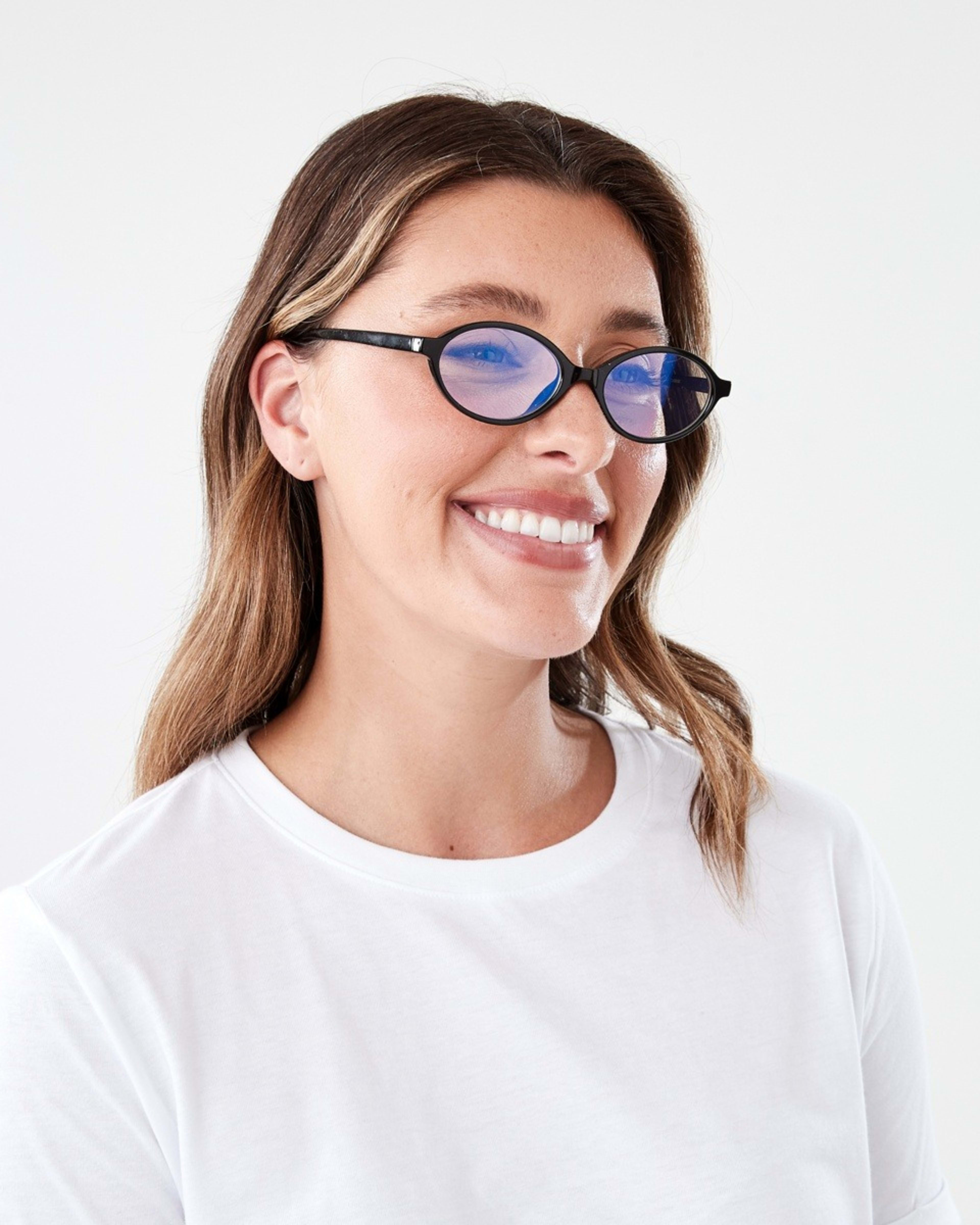 6 Womens Oval Blue Light Glasses Black, 6 of 7