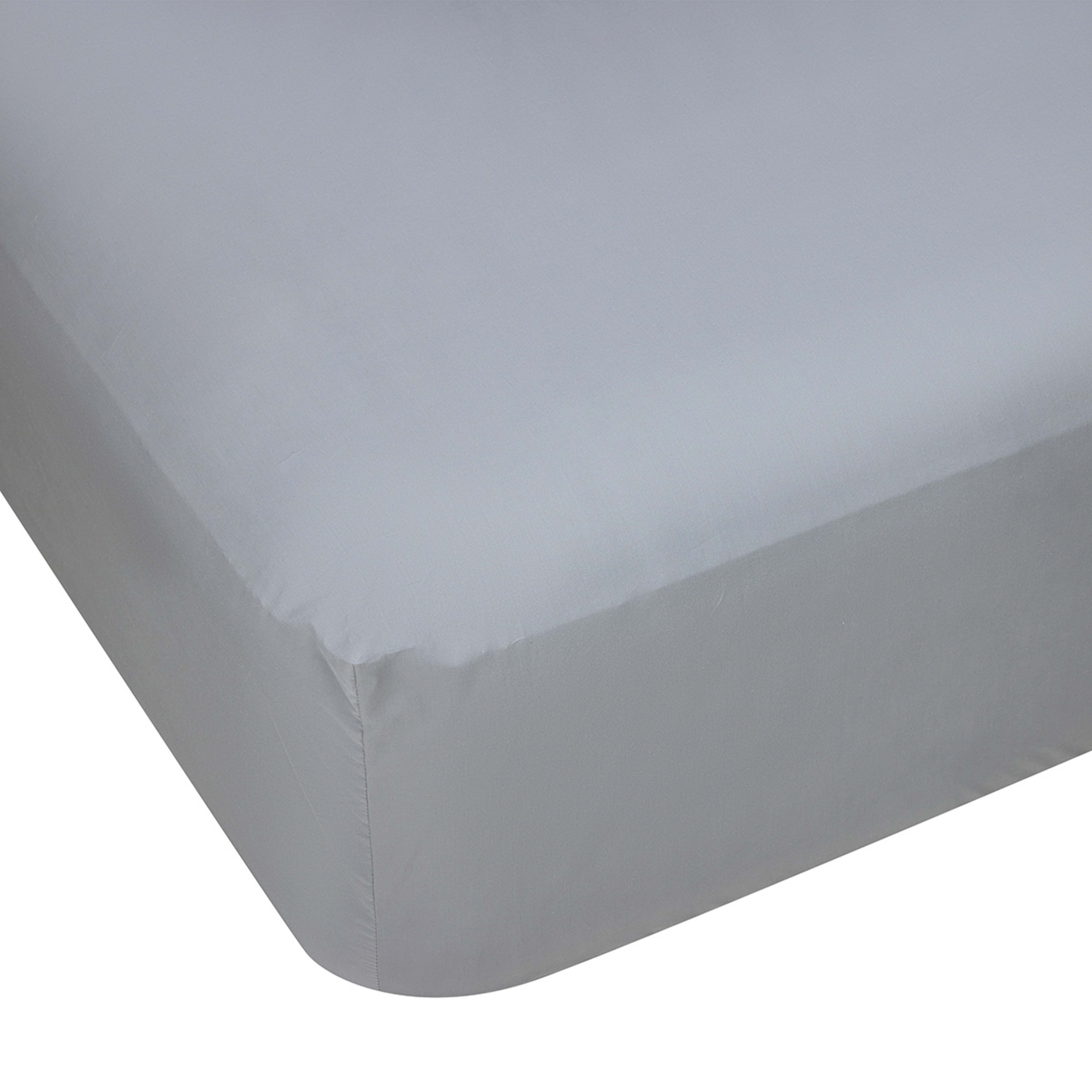 1 250 Thread Count Cotton Rich Fitted Sheet - Double Bed, Grey