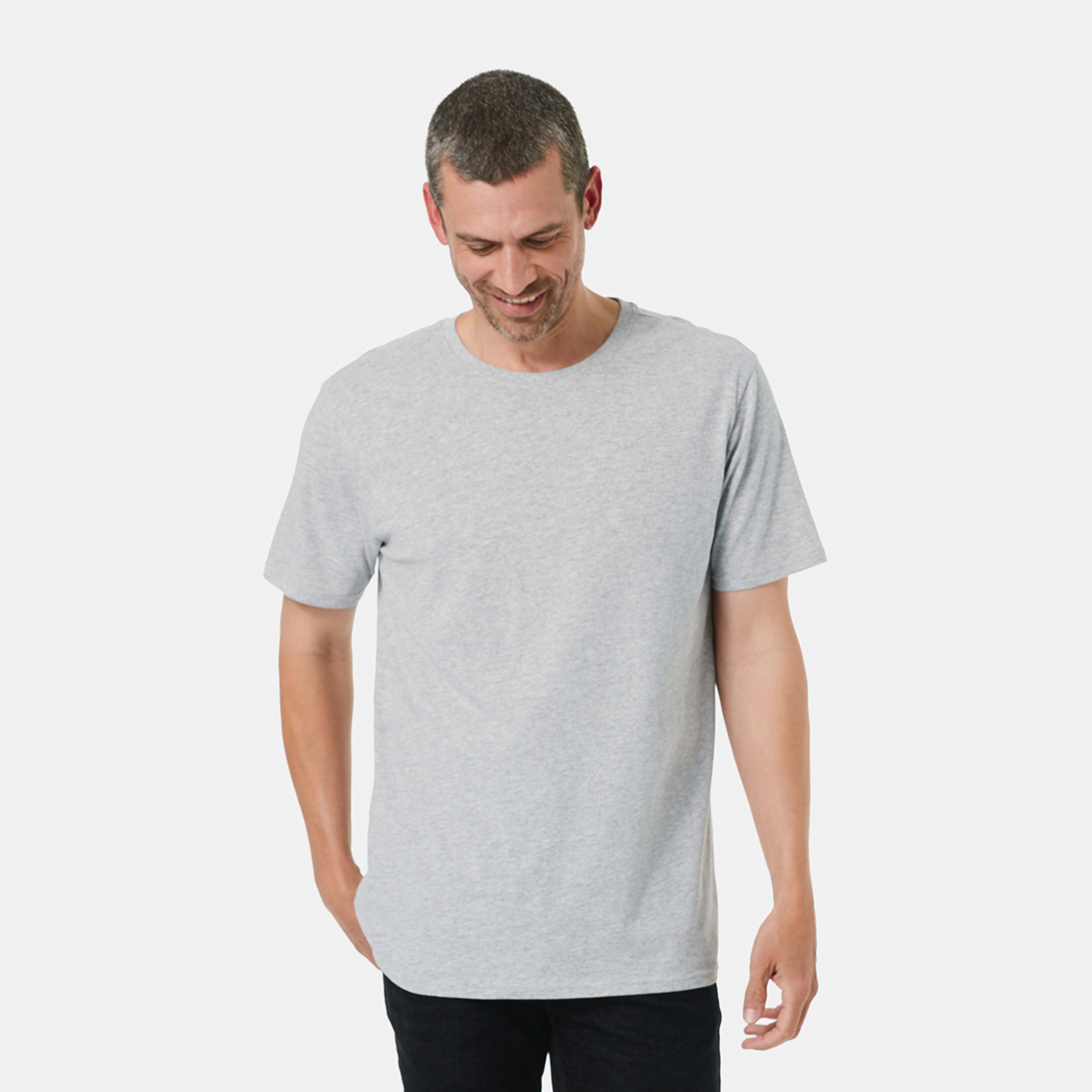 1 Plain Crew Neck T-shirt Marle Grey, 1 of 5