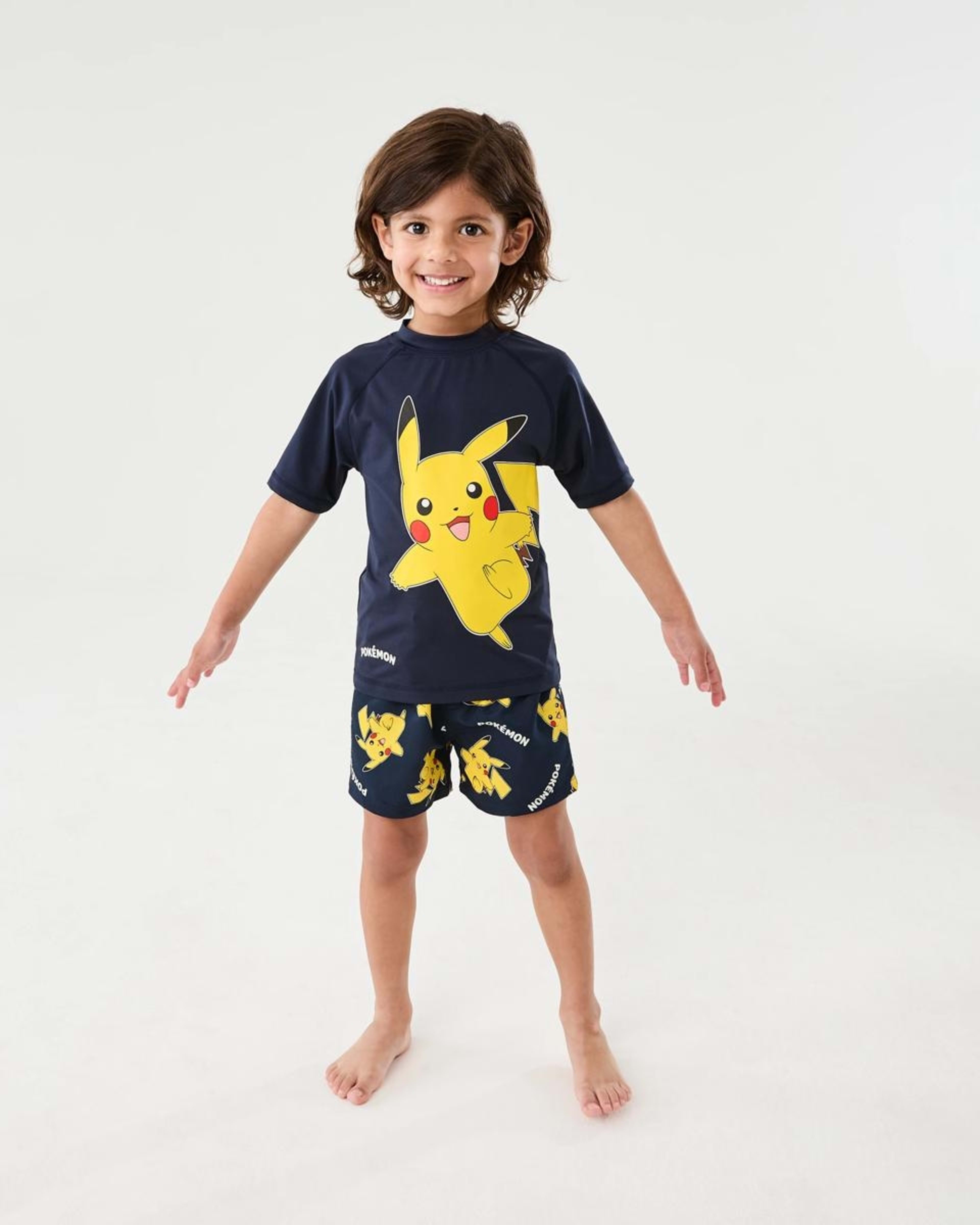 5 Pokemon License Short Sleeve Rash Vest NAVY PIKACHU, 5 of 5