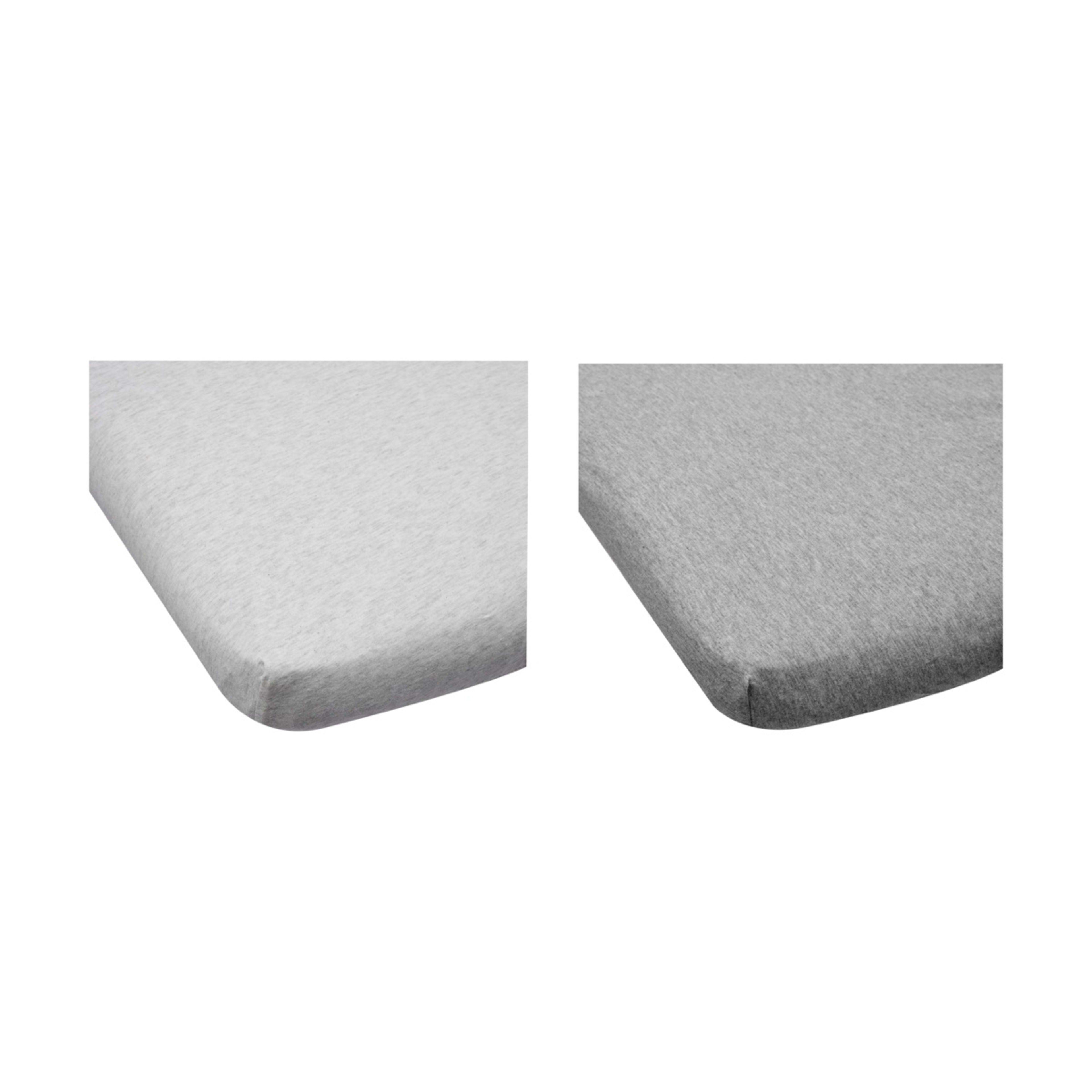 1 2 Pack Jersey Fitted Cotton Co-Sleeper Bassinet Sheets - Grey