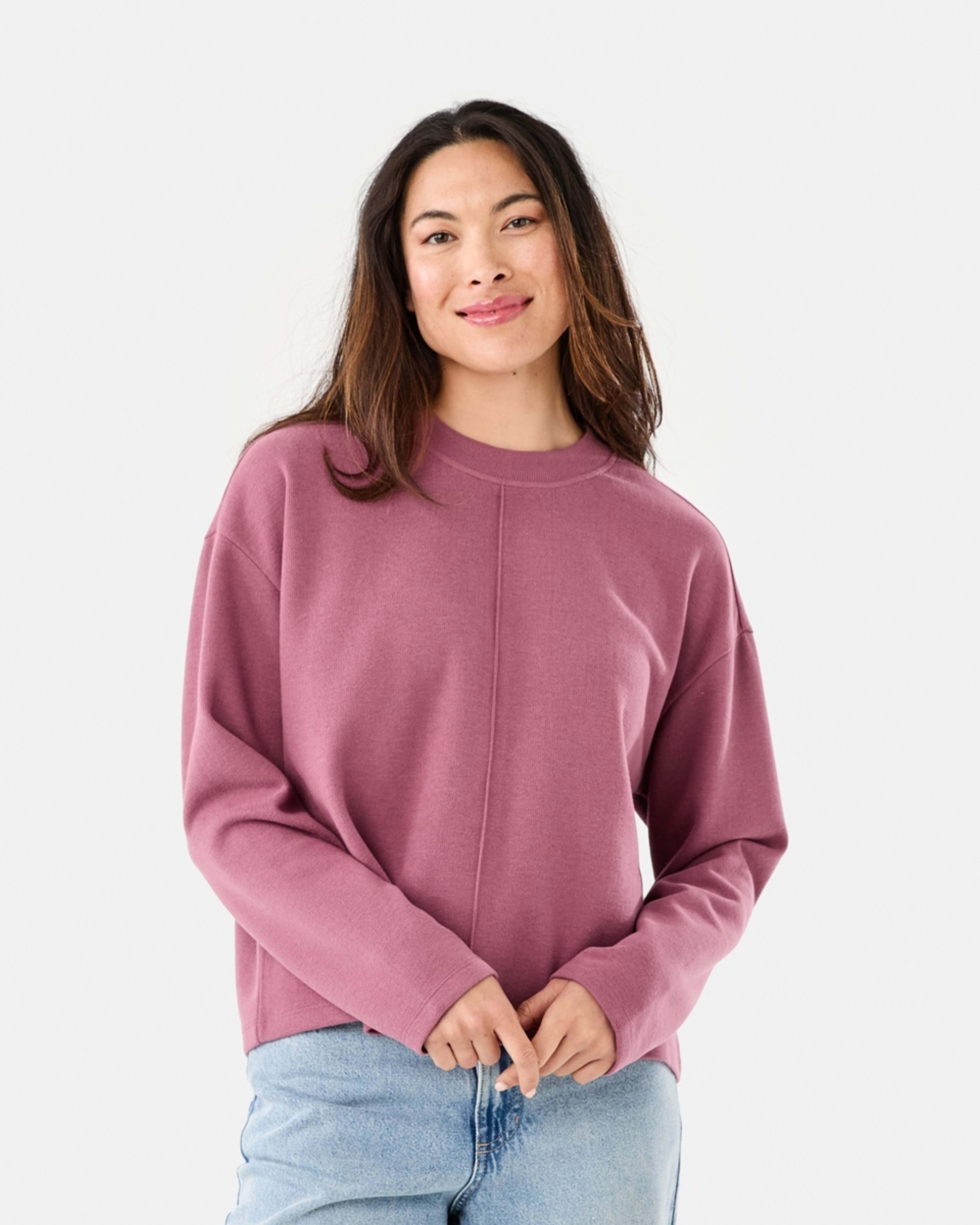 1 Long Sleeve Brushed Seam Detail Top Berry, 1 of 6