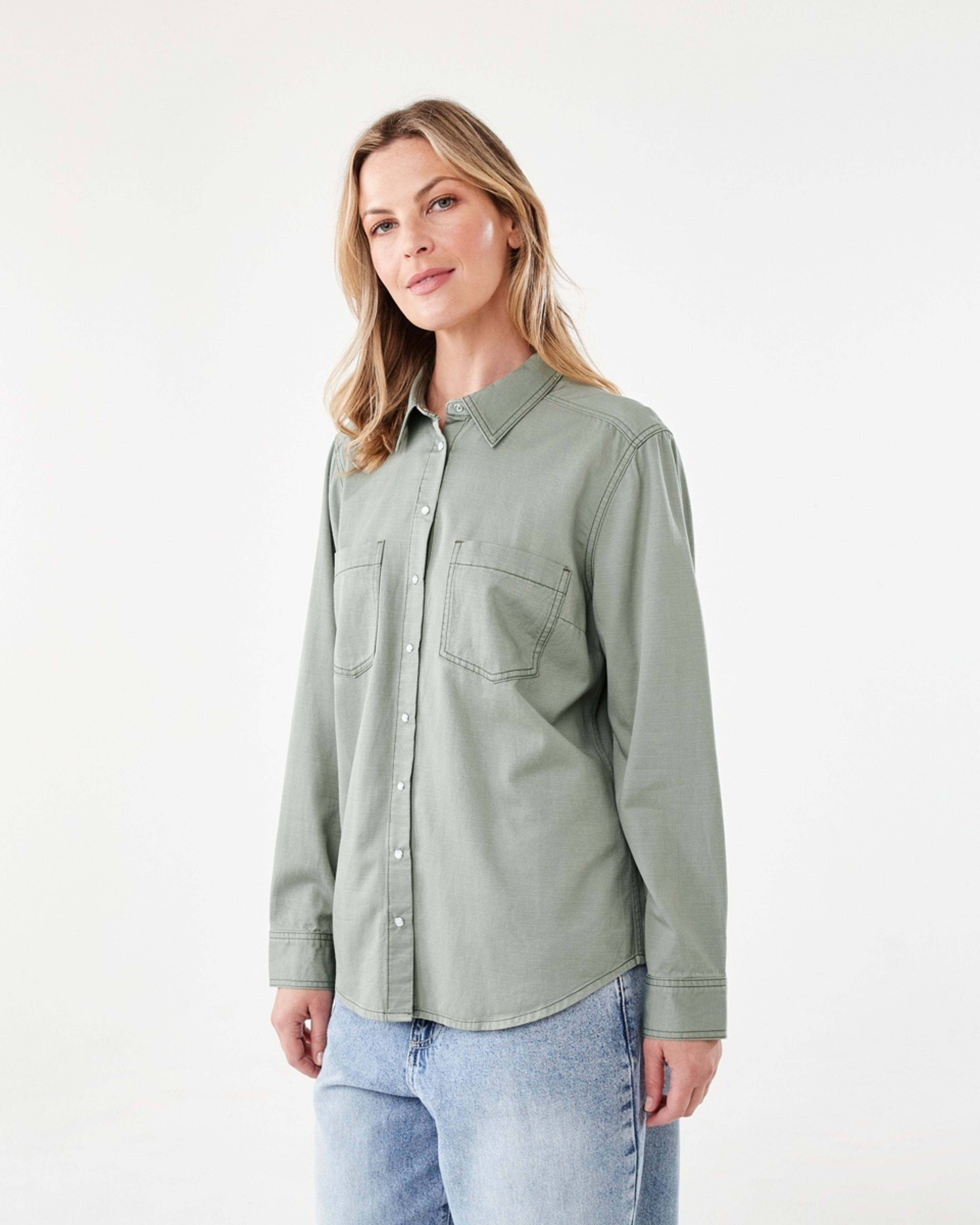 2 Long Sleeve Cotton Slub Shirt Soft Khaki, 2 of 7
