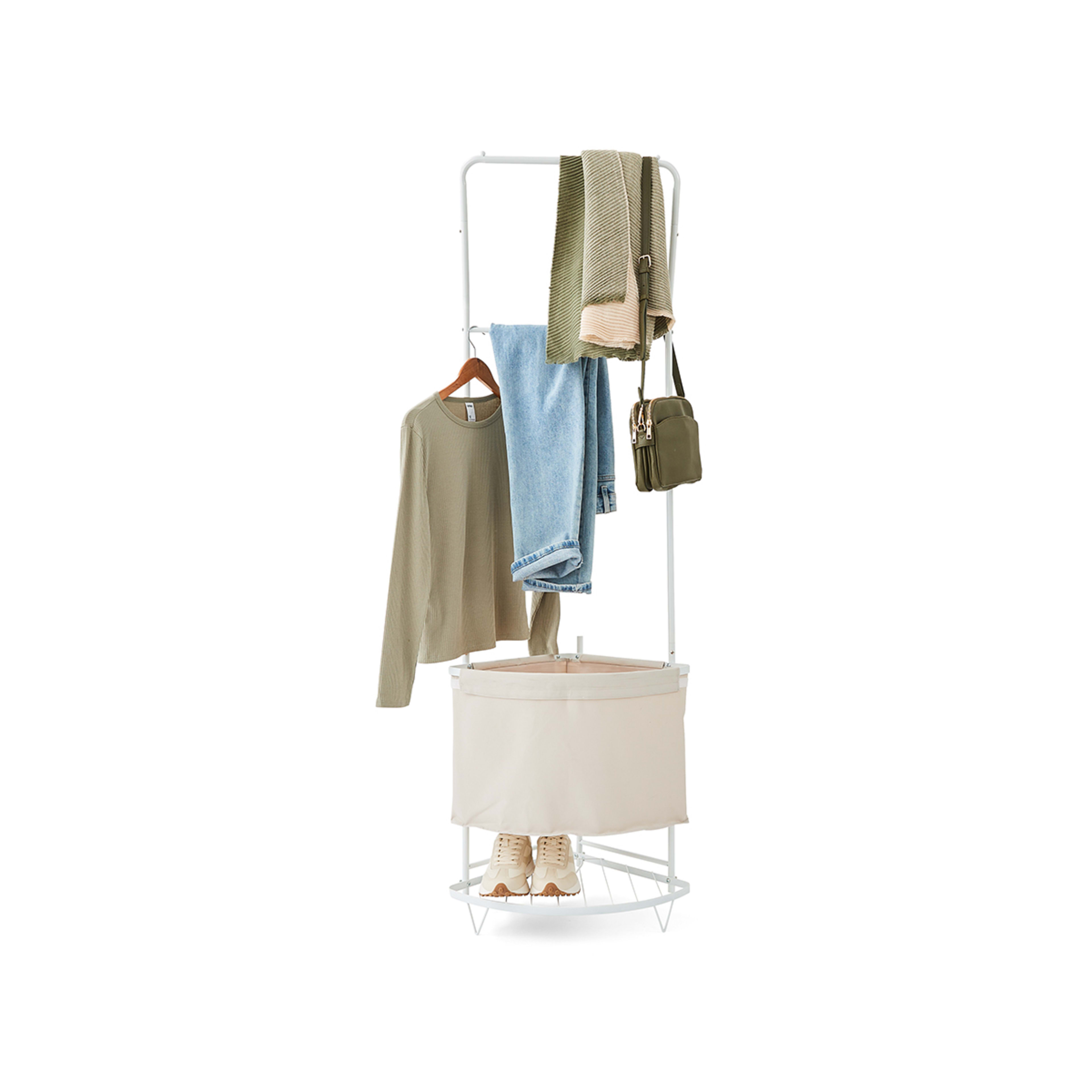 Corner Garment Rack with Basket and Shoe Rack - Kmart