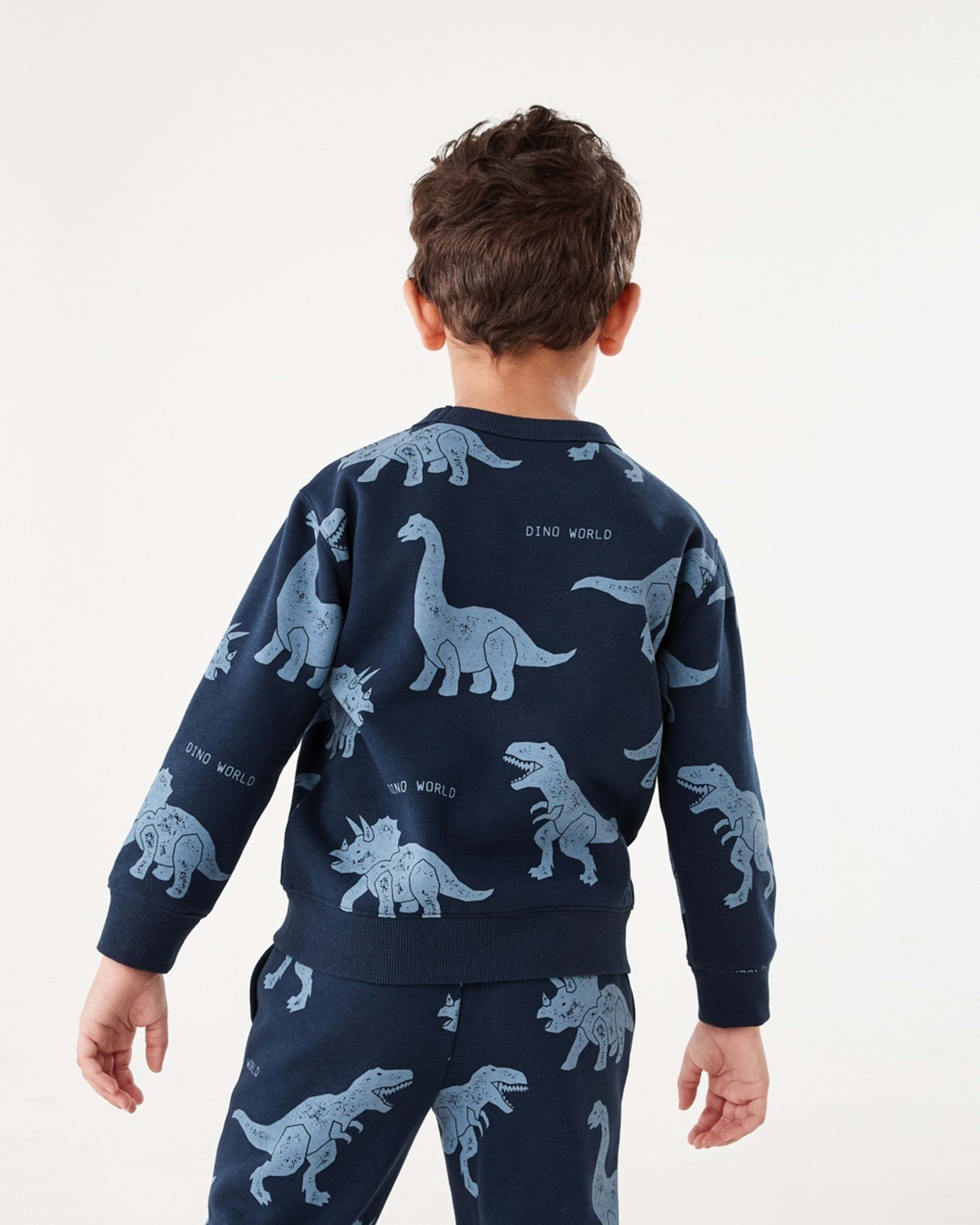 2 All Over Print Crew Neck Sweatshirt Blu Dino, 2 of 8