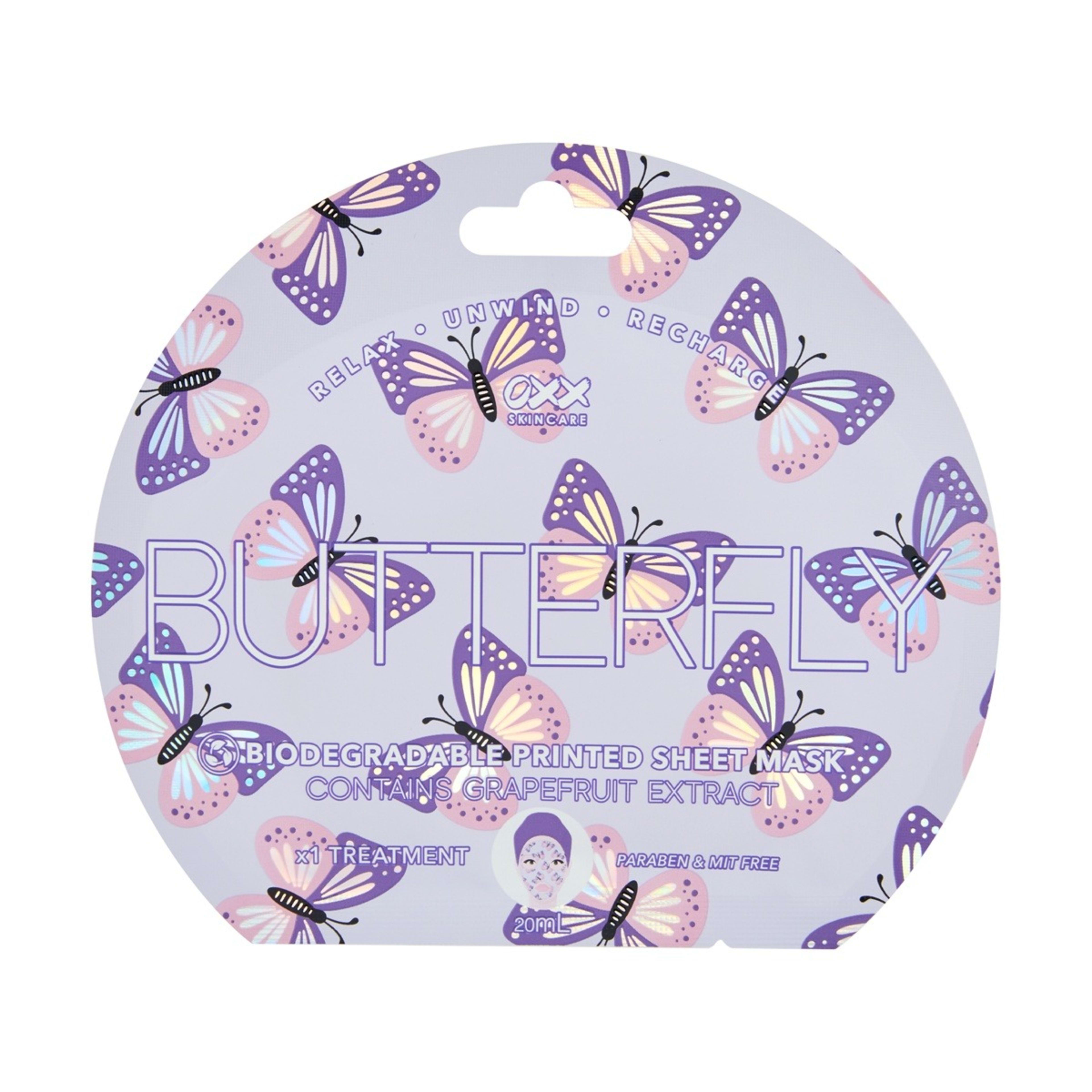 1 OXX Skincare Butterfly Printed Sheet Mask 20ml - Grapefruit Extract