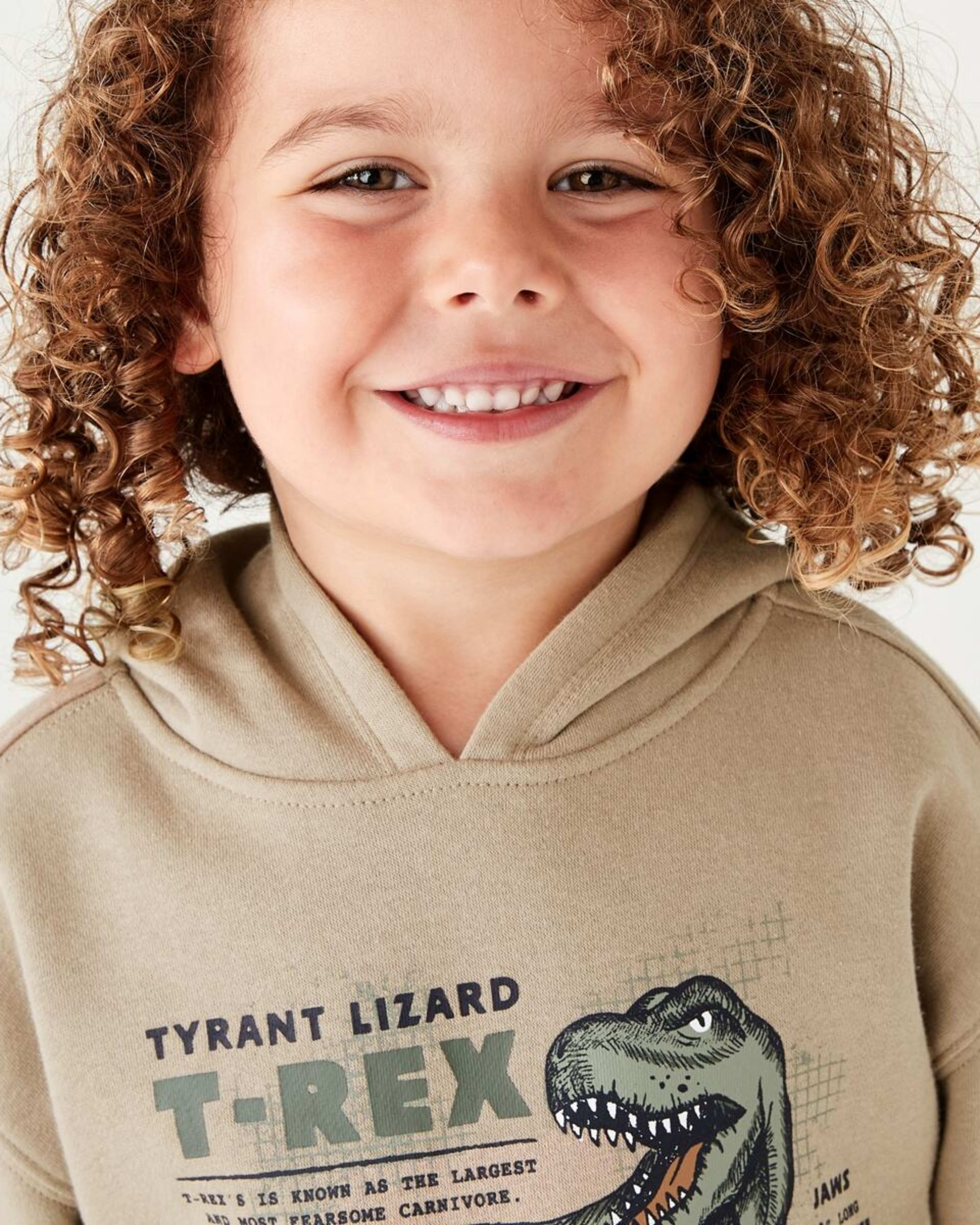 3 Print Hoodie Brn Dino, 3 of 8