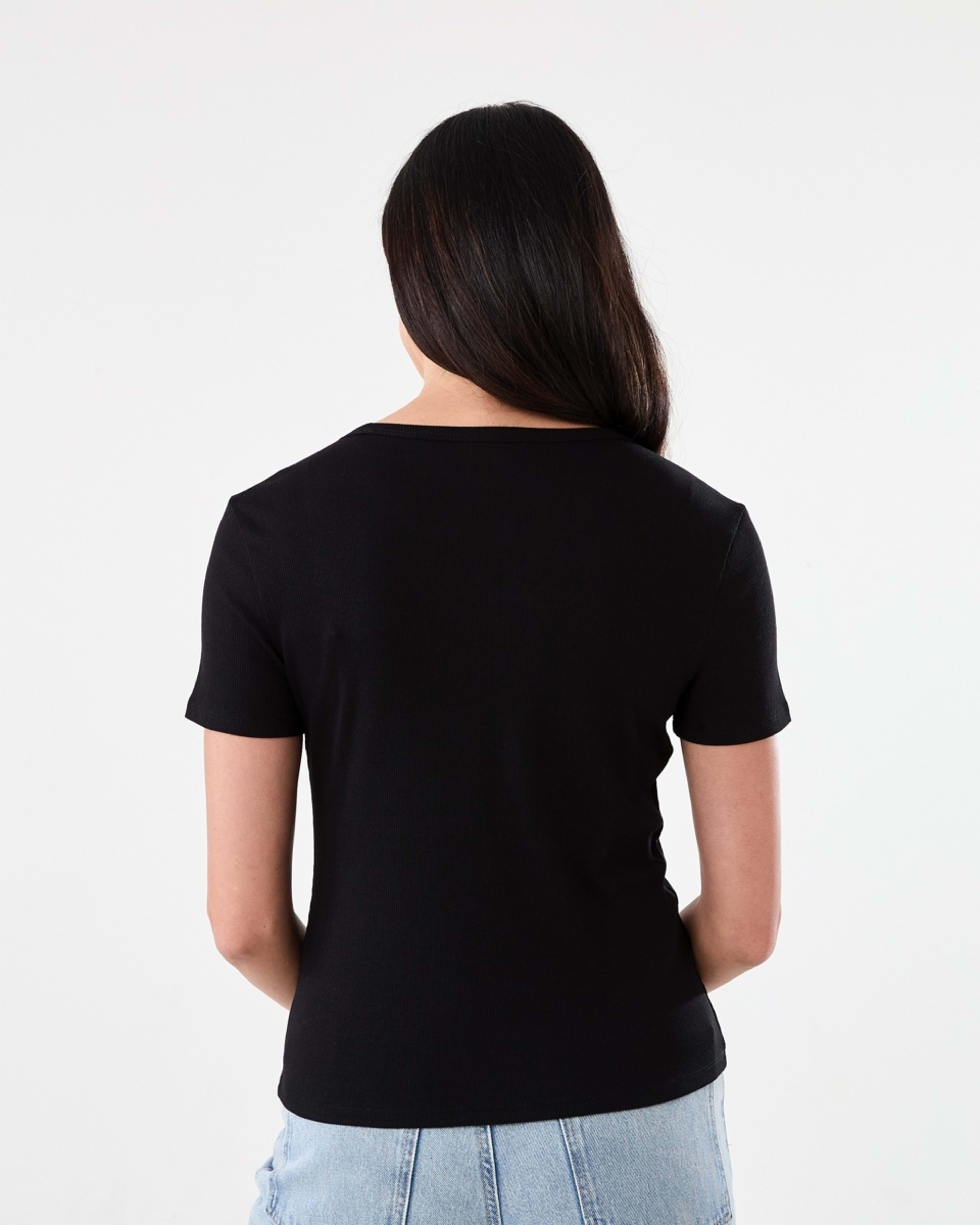 3 Short Sleeve Rib Crew Neck T-shirt Black, 3 of 5