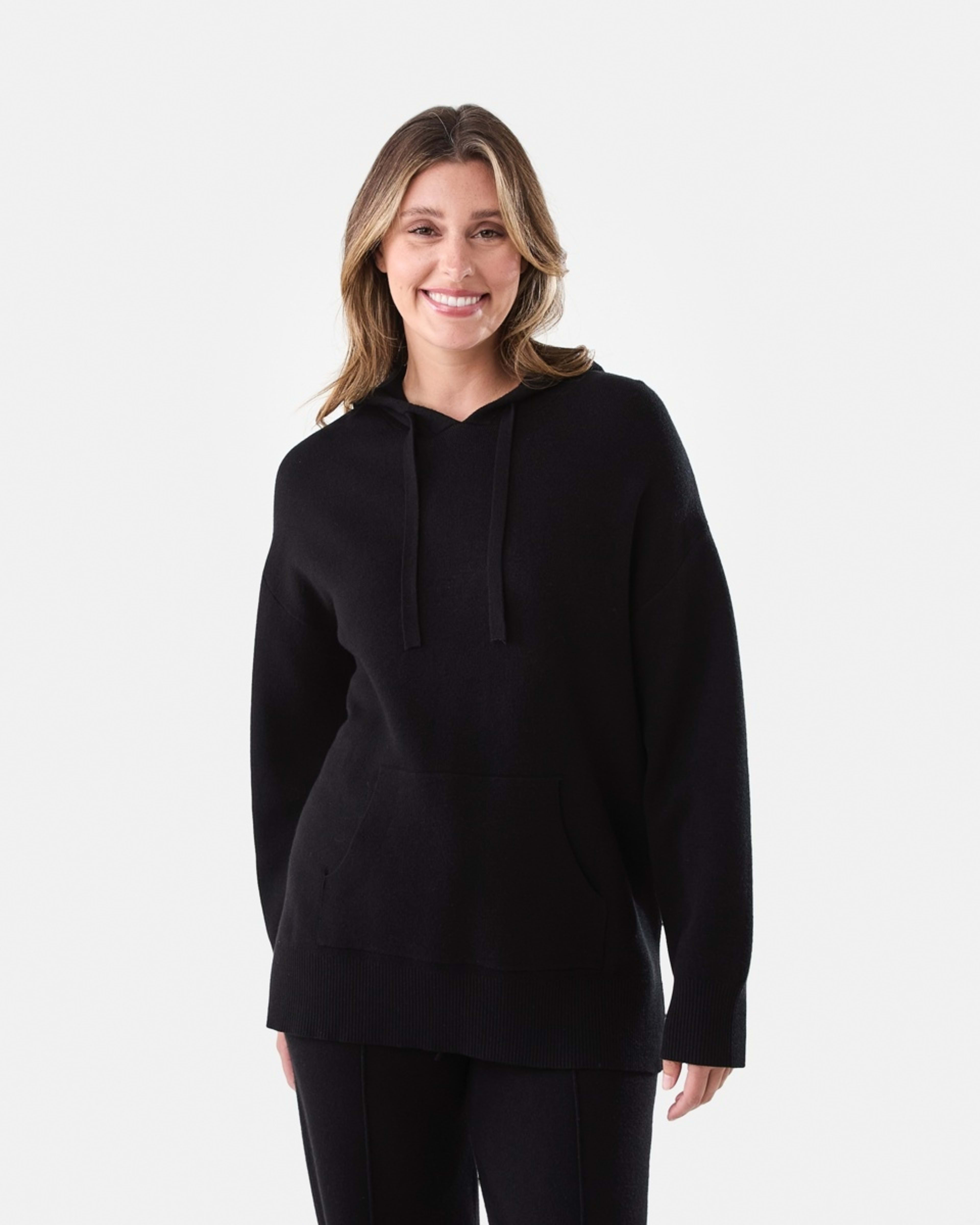 1 Compact Knit Hoodie Black