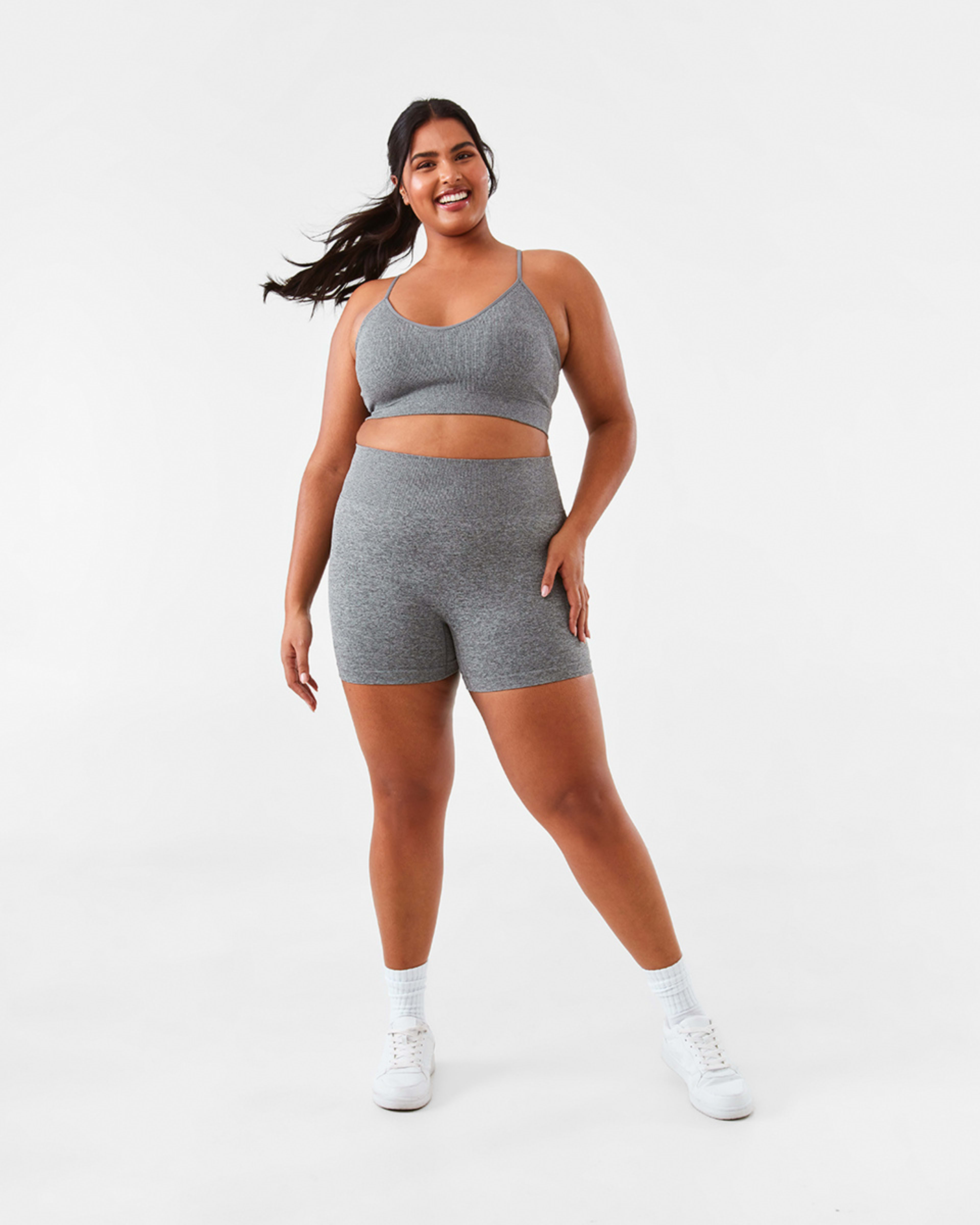4 Active Womens Youth Tape Shorts SOFT GREY MARLE, 4 of 8