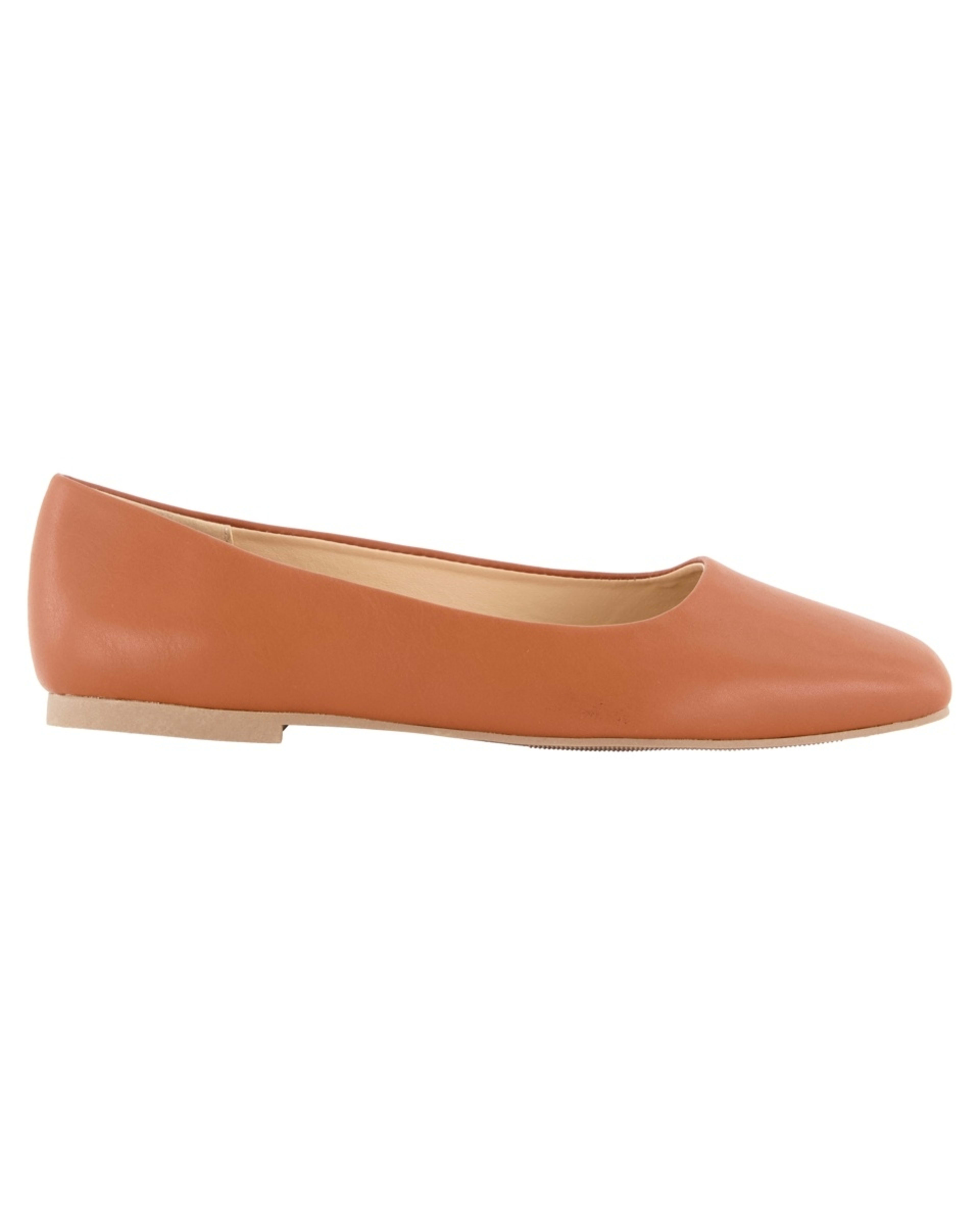 1 Square Toe Ballet Flats RICH TAN, 1 of 3