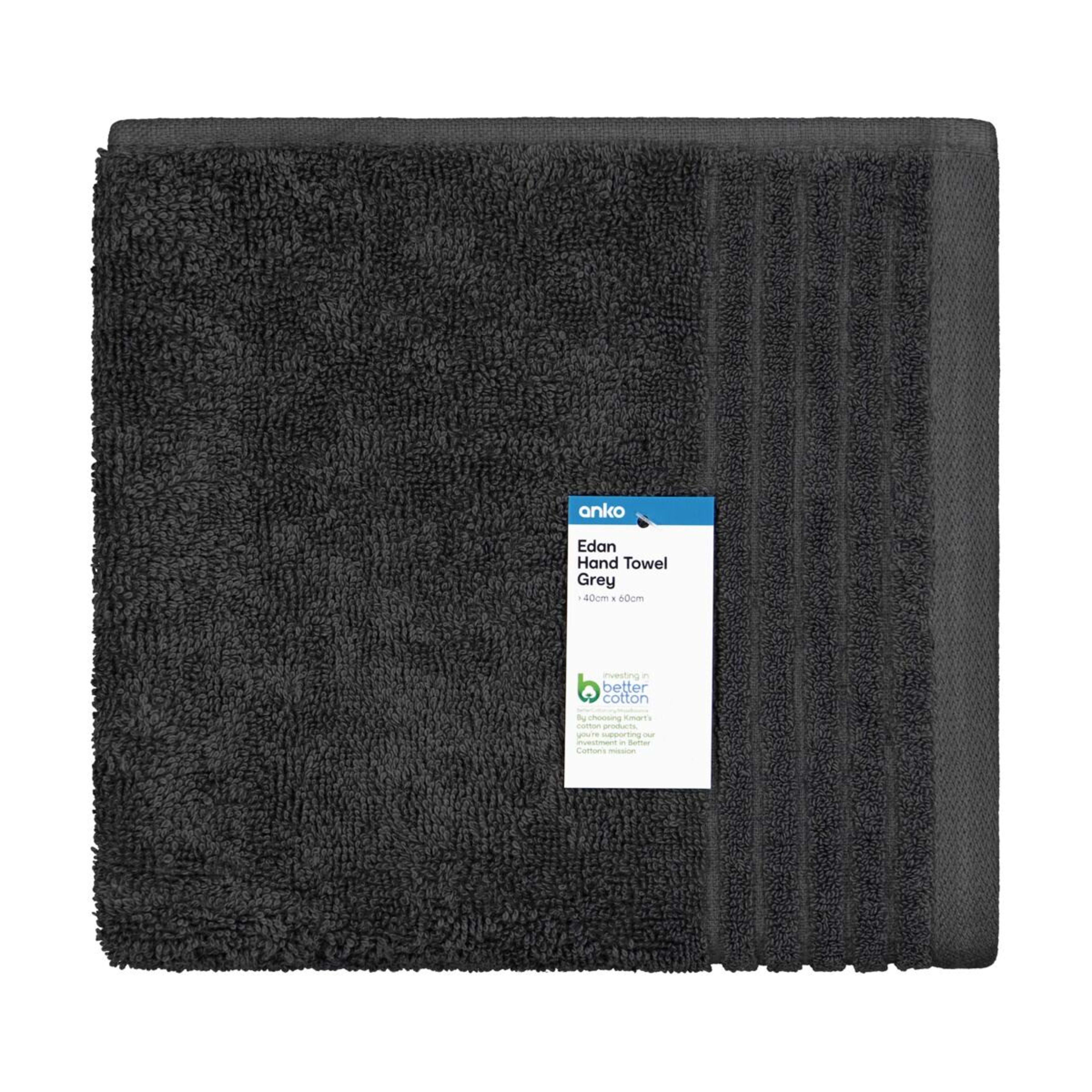 Edan Cotton Hand Towel - Grey - Kmart