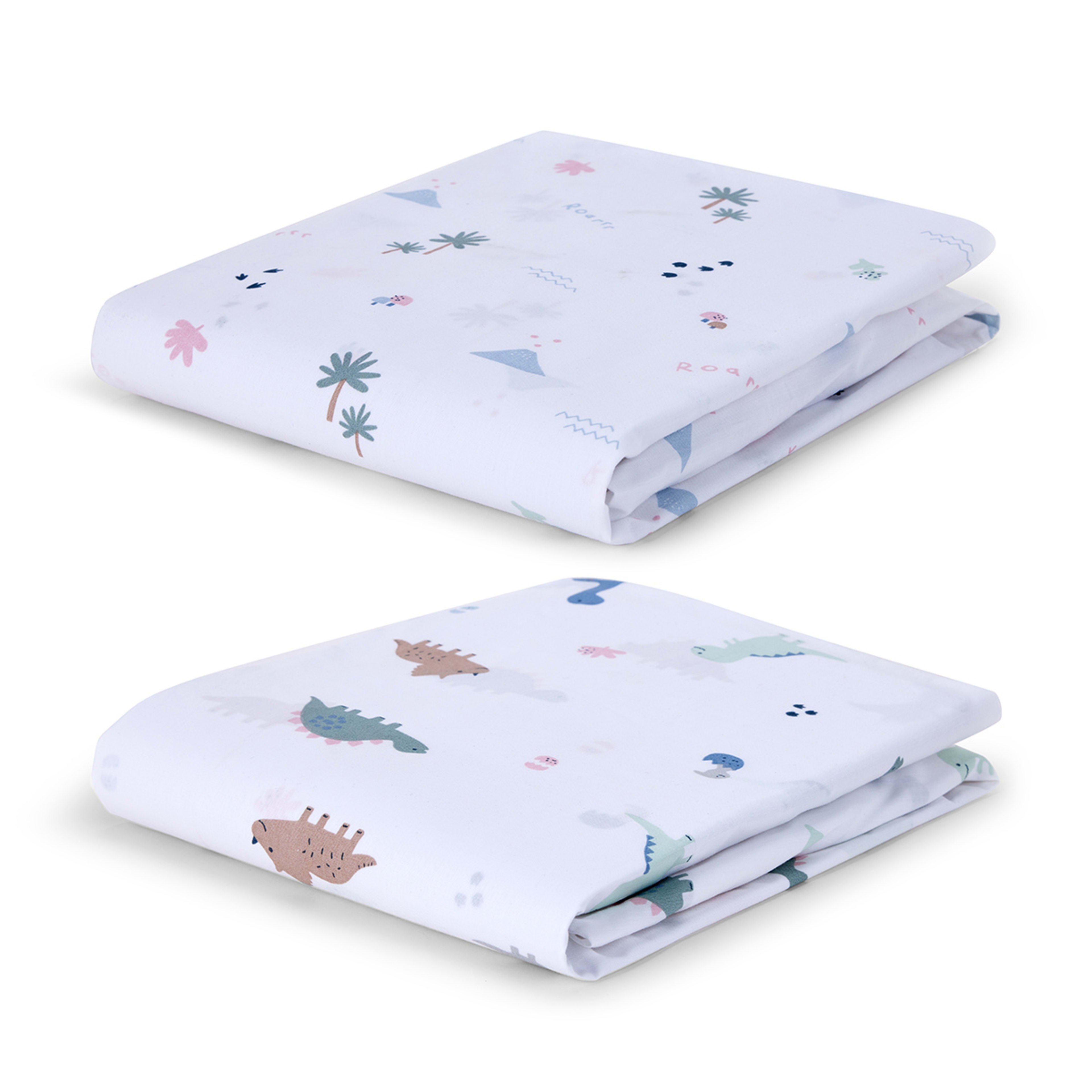 2 Pack Organic Cotton Fitted Cot Sheets Dino Print Kmart NZ
