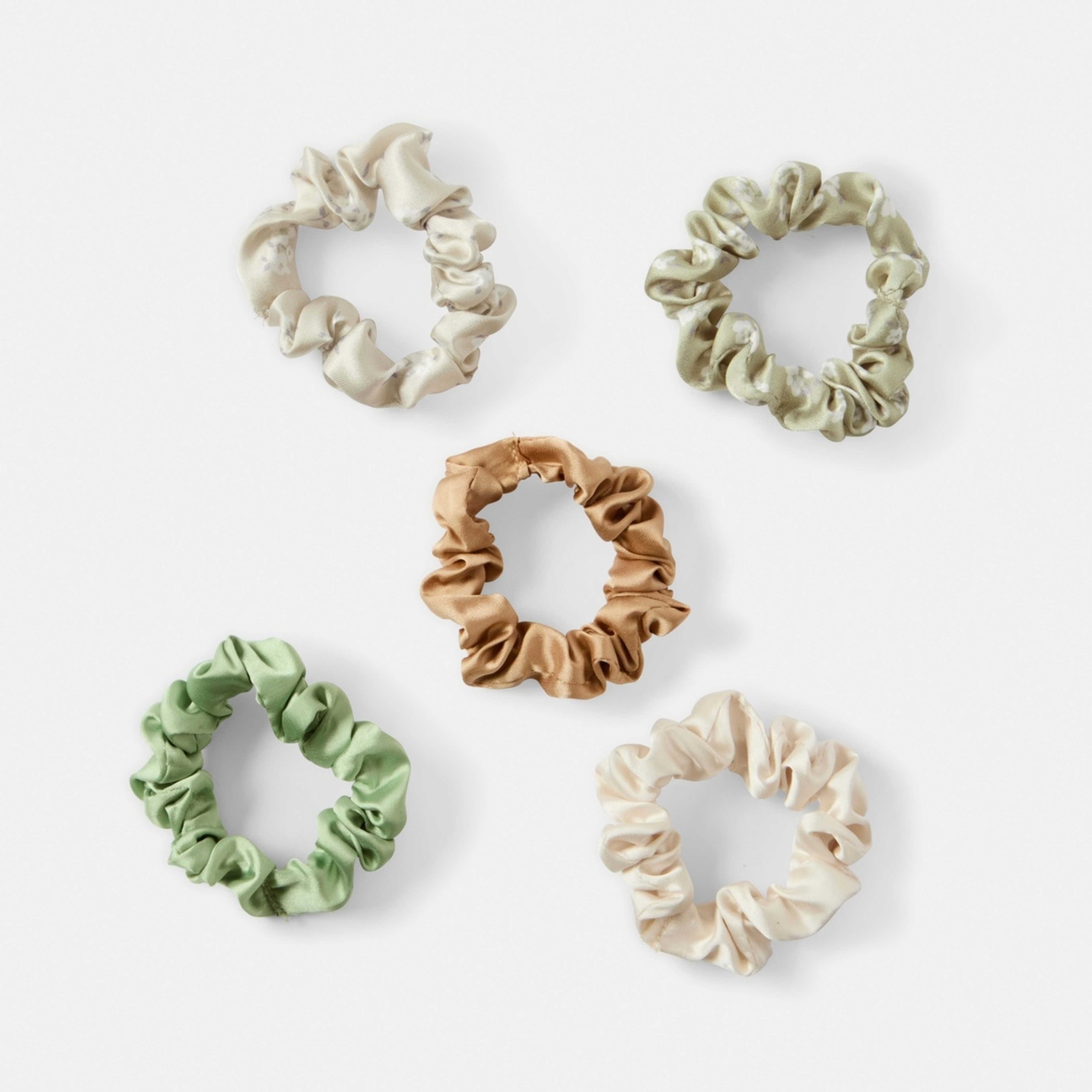 2 5 Pack Satin Ditsy Hair Scrunchies, 2 of 4