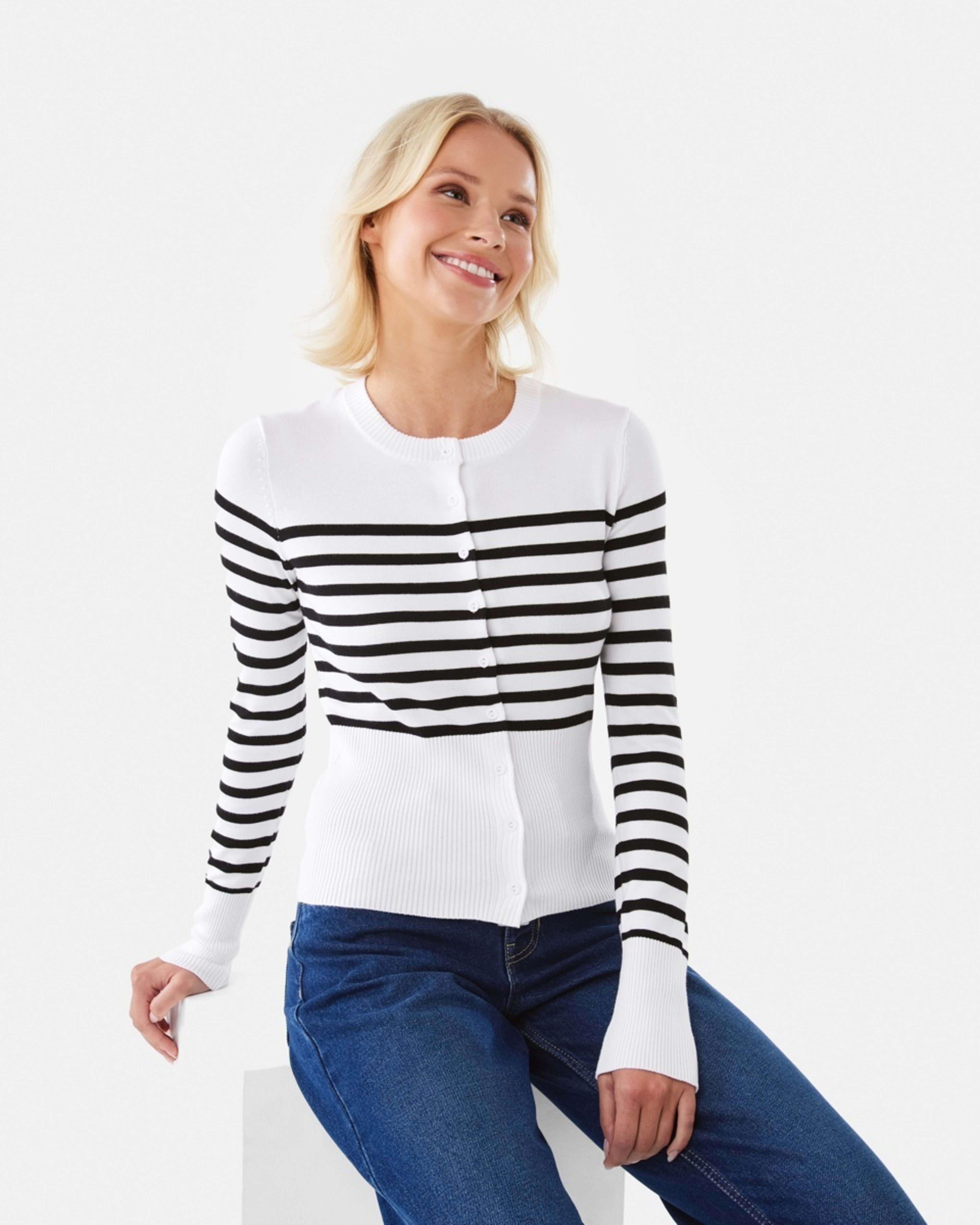 8 Fitted Cardigan Blk Wht St, 8 of 9