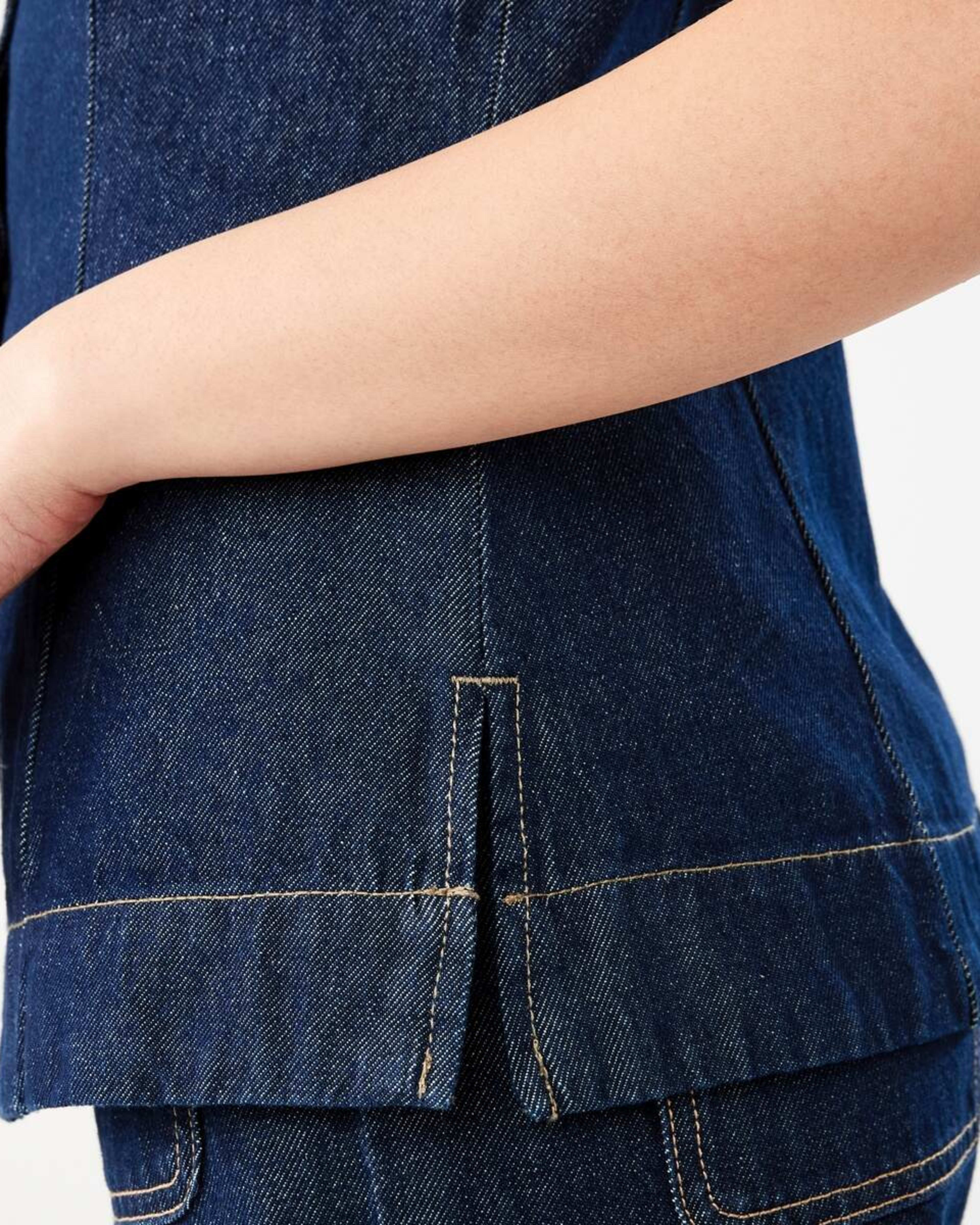 8 Sleeveless Longline Denim Vest INDIGO WASH, 8 of 8