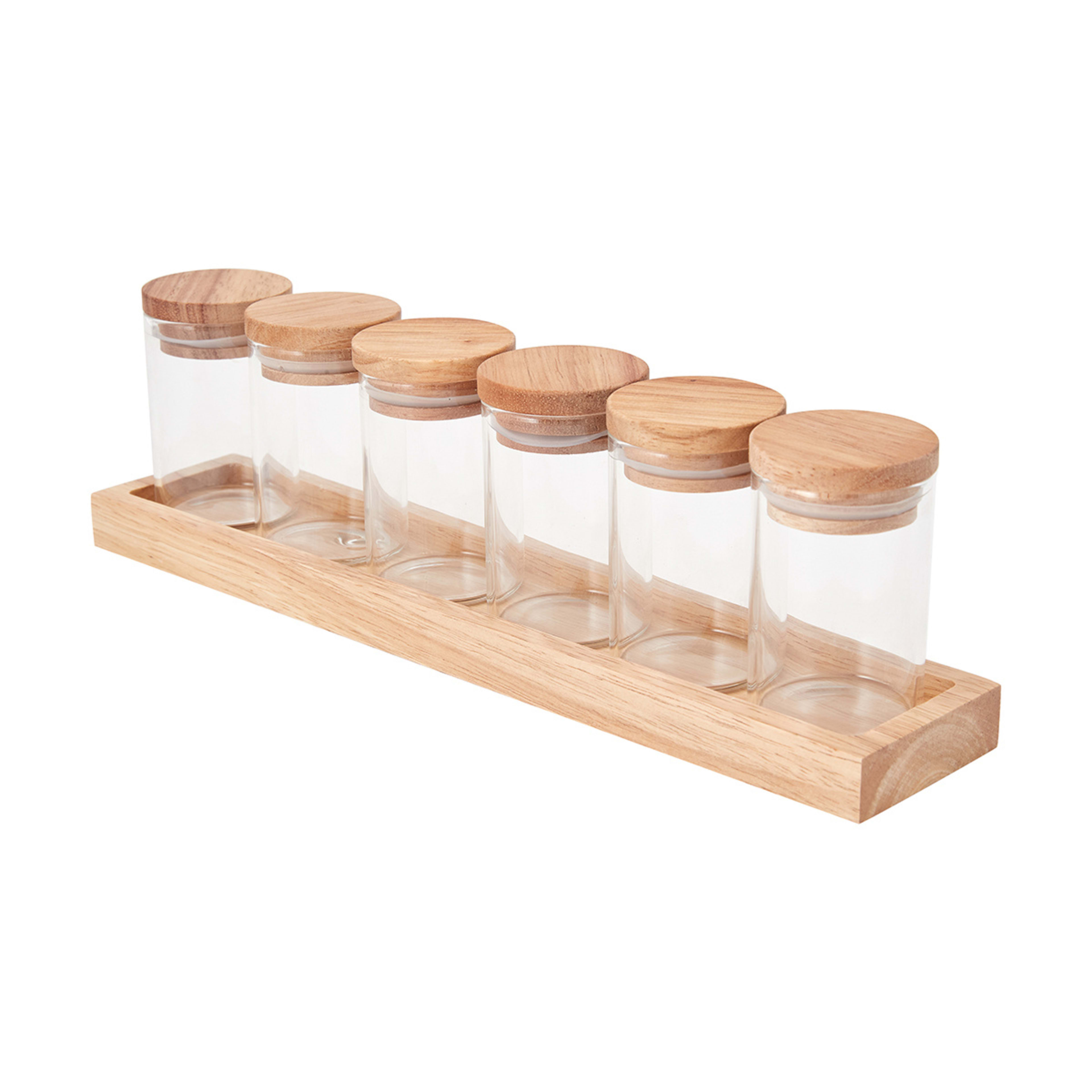 Set of 6 Glass Jars with Tray Kmart