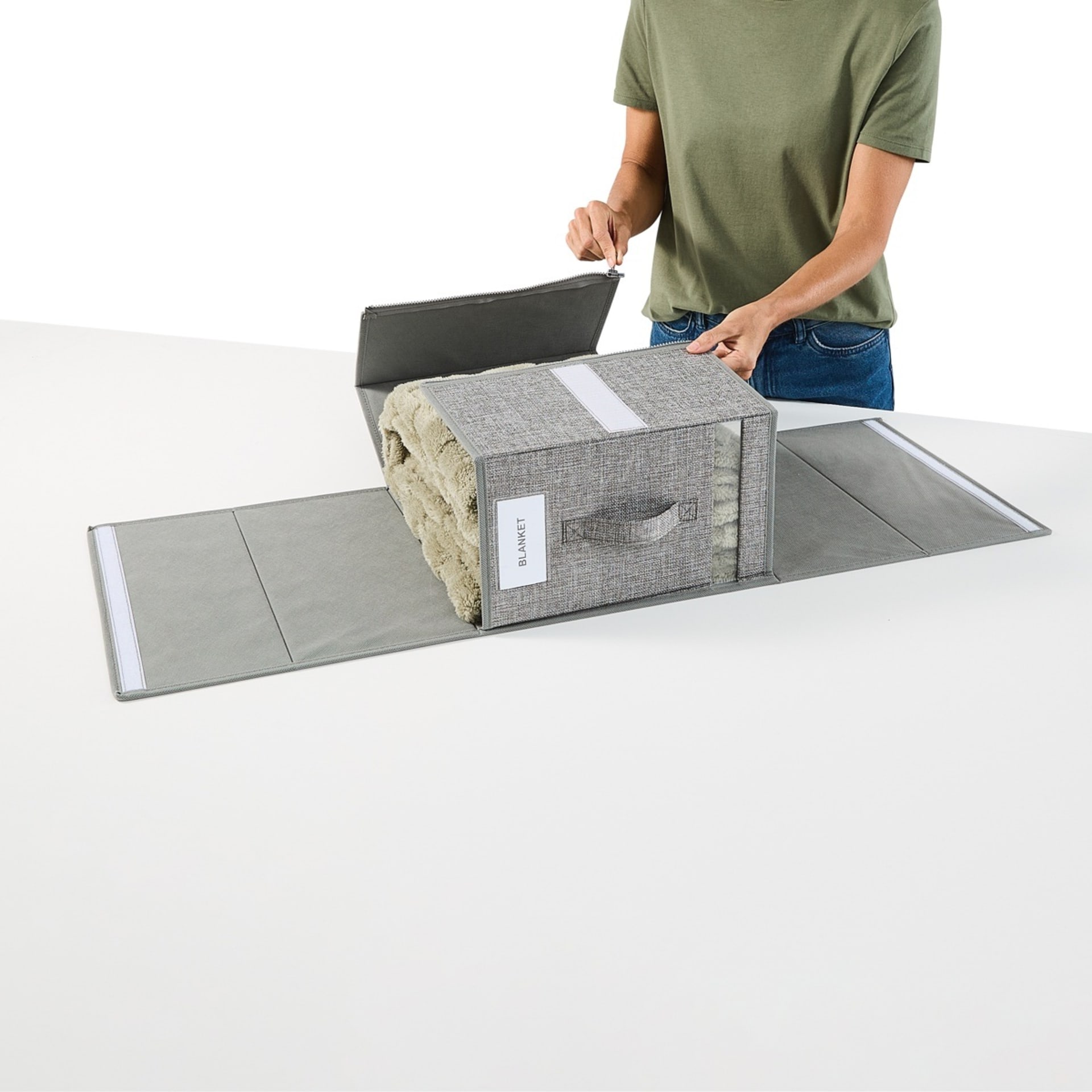 Linen Look Large Bed Linen Box - Charcoal - Kmart