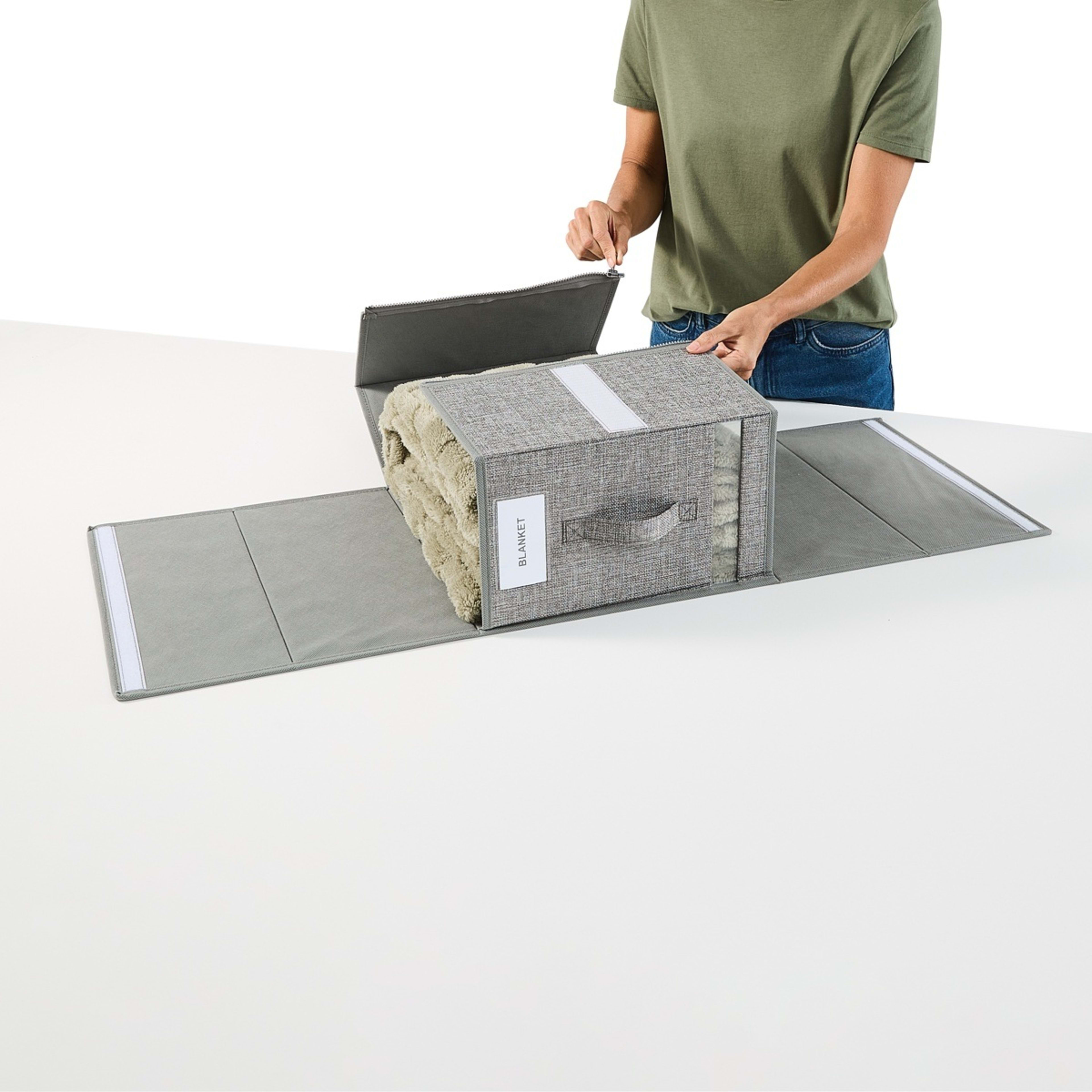 4 Linen Look Large Bed Linen Box - Charcoal, 4 of 10