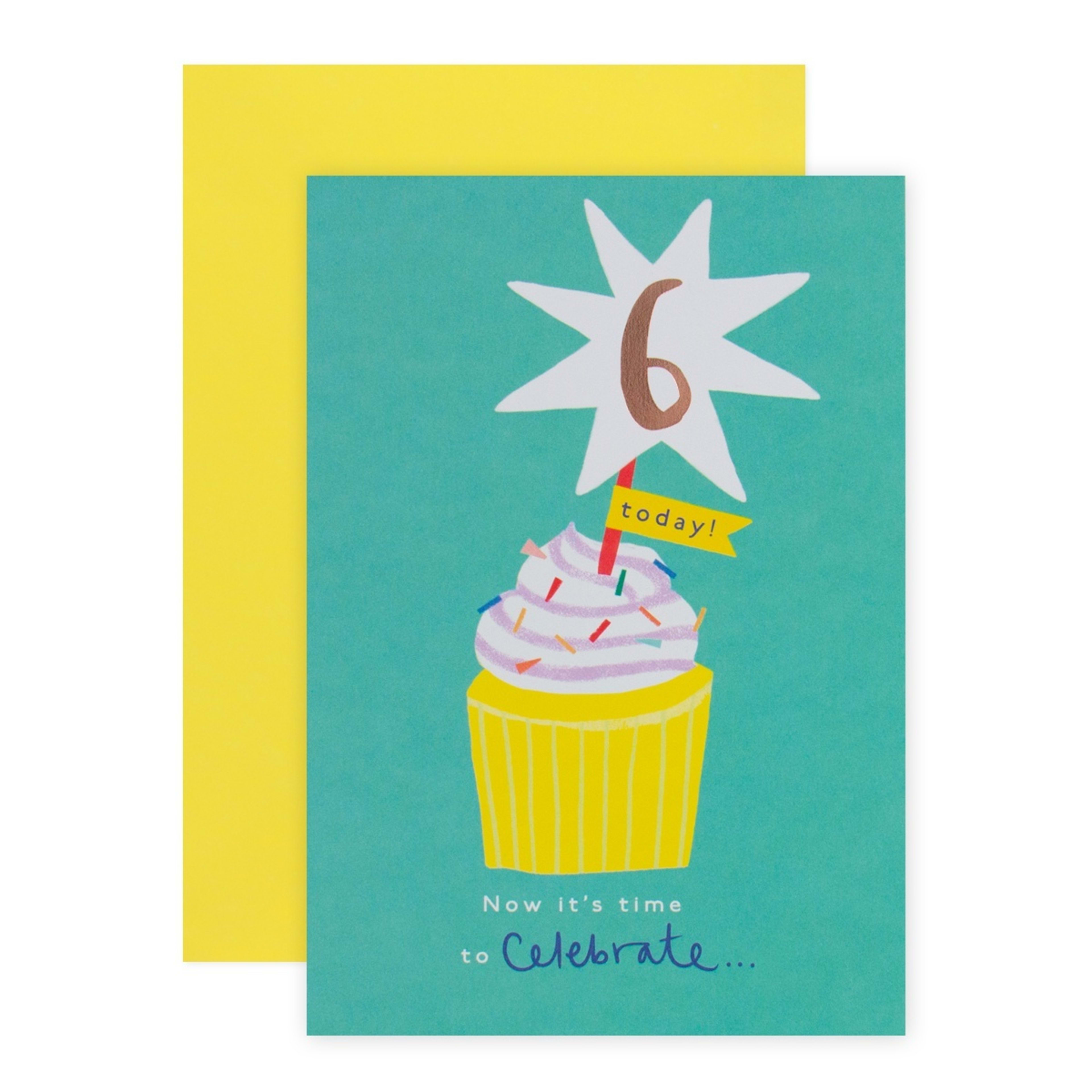 1 Connections from Hallmark 6th Birthday Card - Party Cupcake