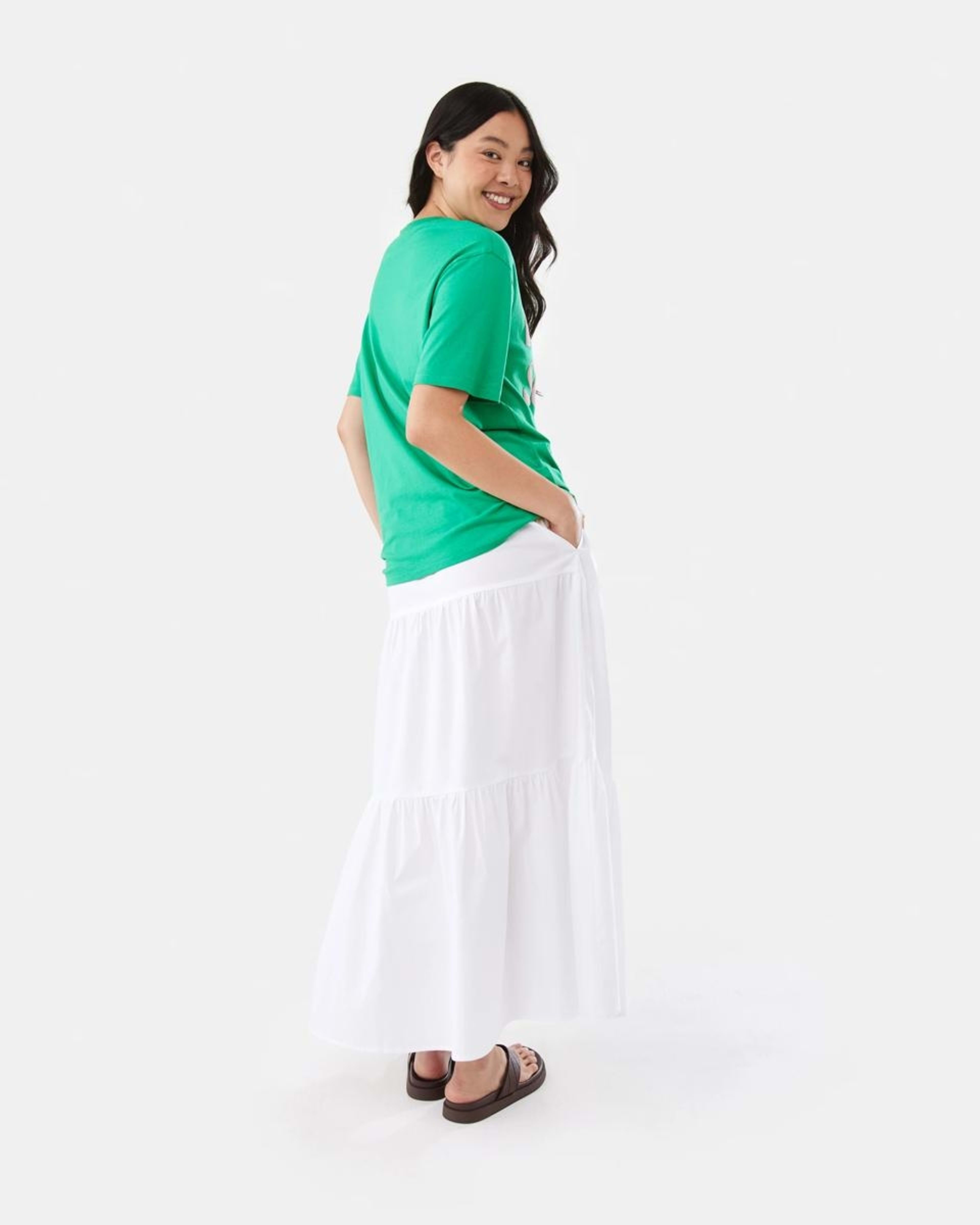 4 Poplin Tiered Maxi Skirt WHITE, 4 of 8