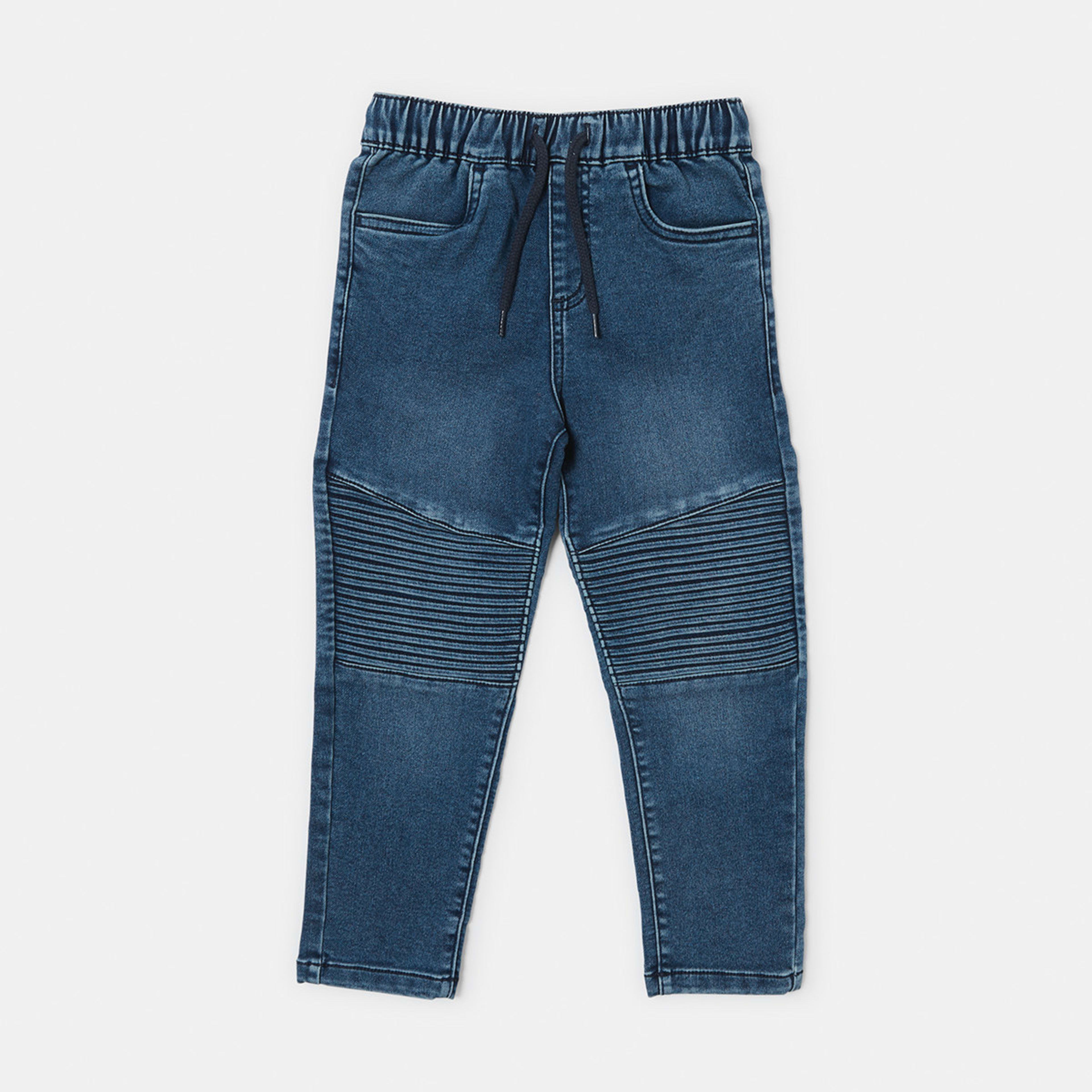 6 Knit Moto Denim Jeans Mid Wash, 6 of 7