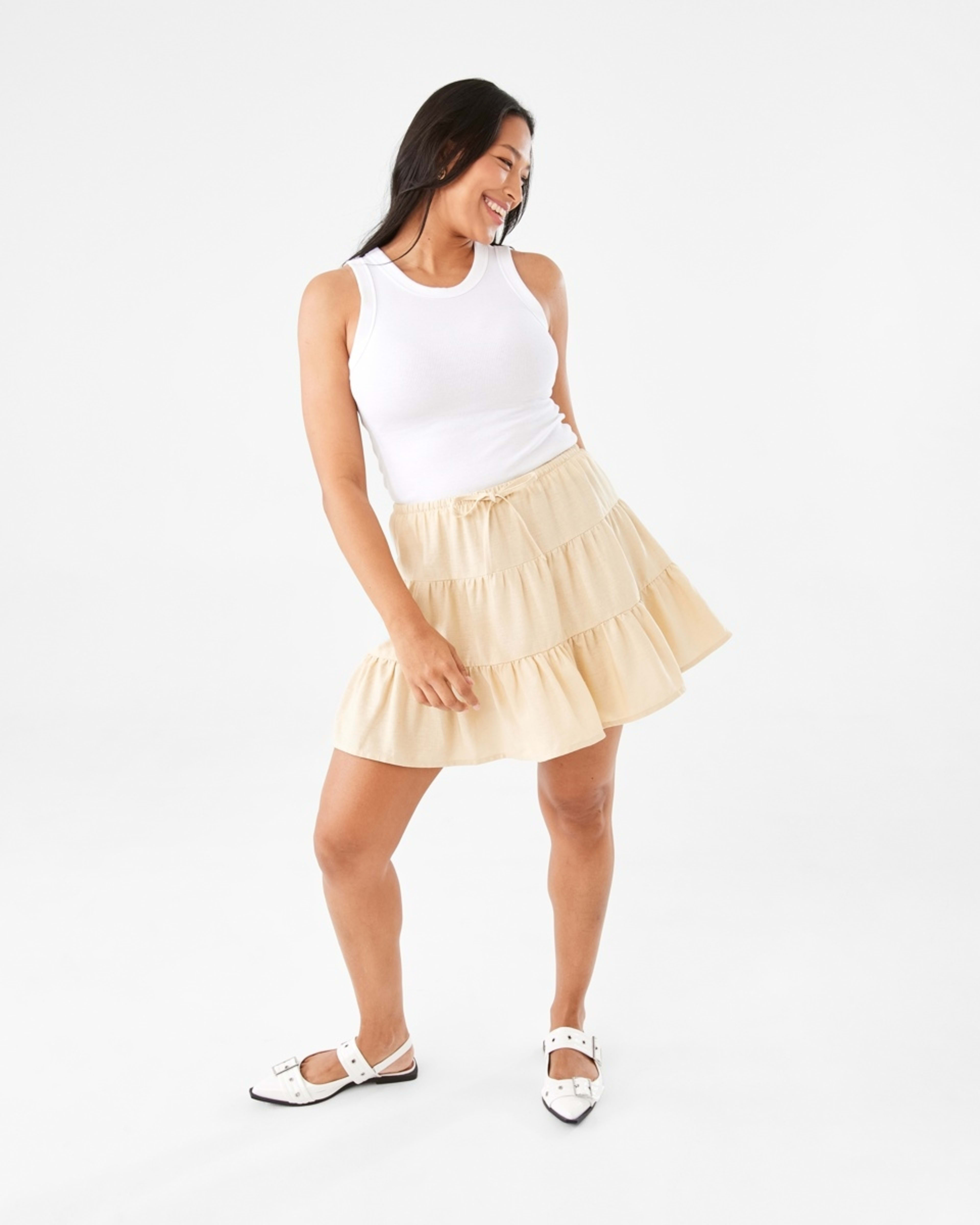 3 Tiered Mini Skirt Ylw Straw, 3 of 7