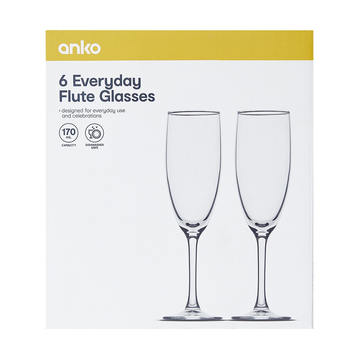 6 Everyday Flute Glasses Kmart NZ