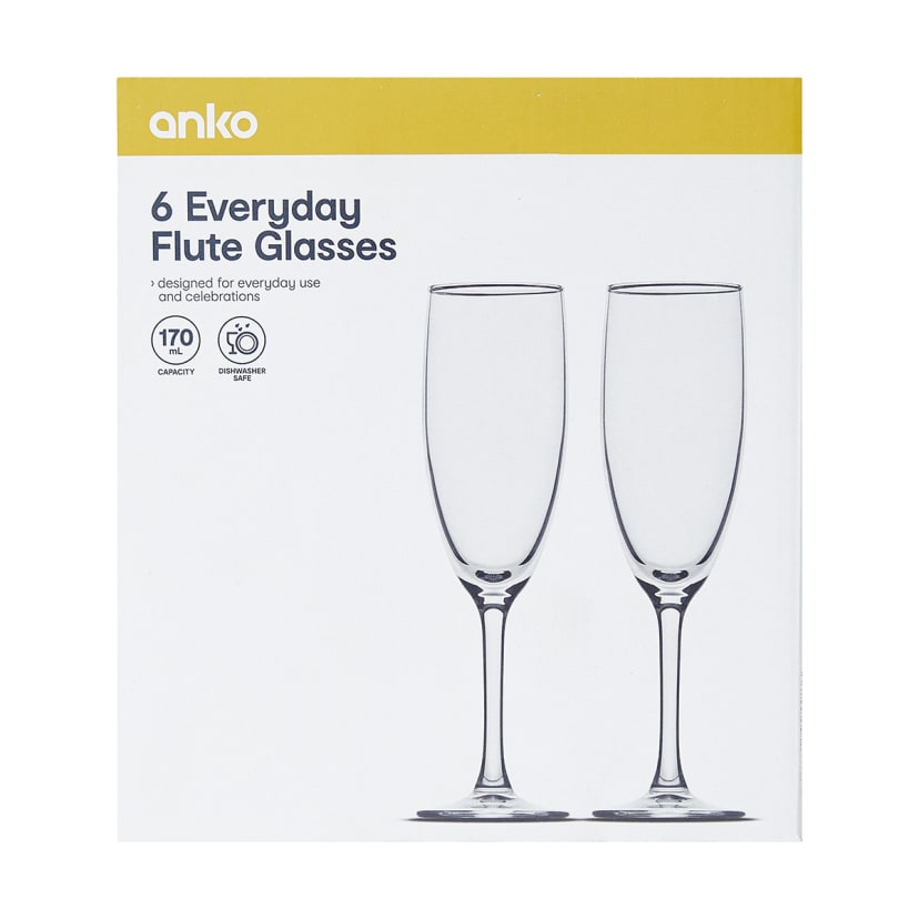 6 Everyday Flute Glasses Kmart