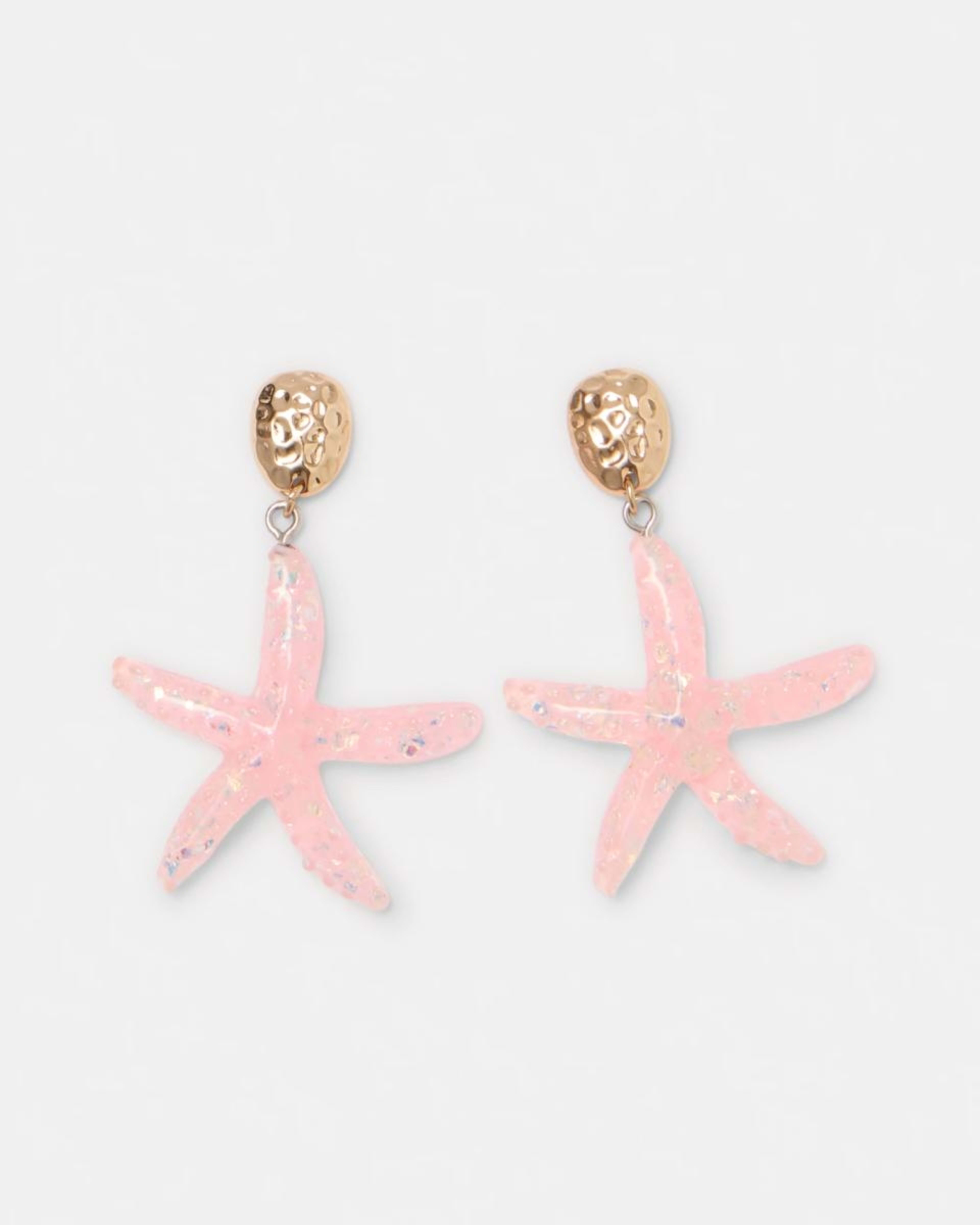 1 Starfish Drop Earrings - Pink and Gold Tone Gold, 1 of 5