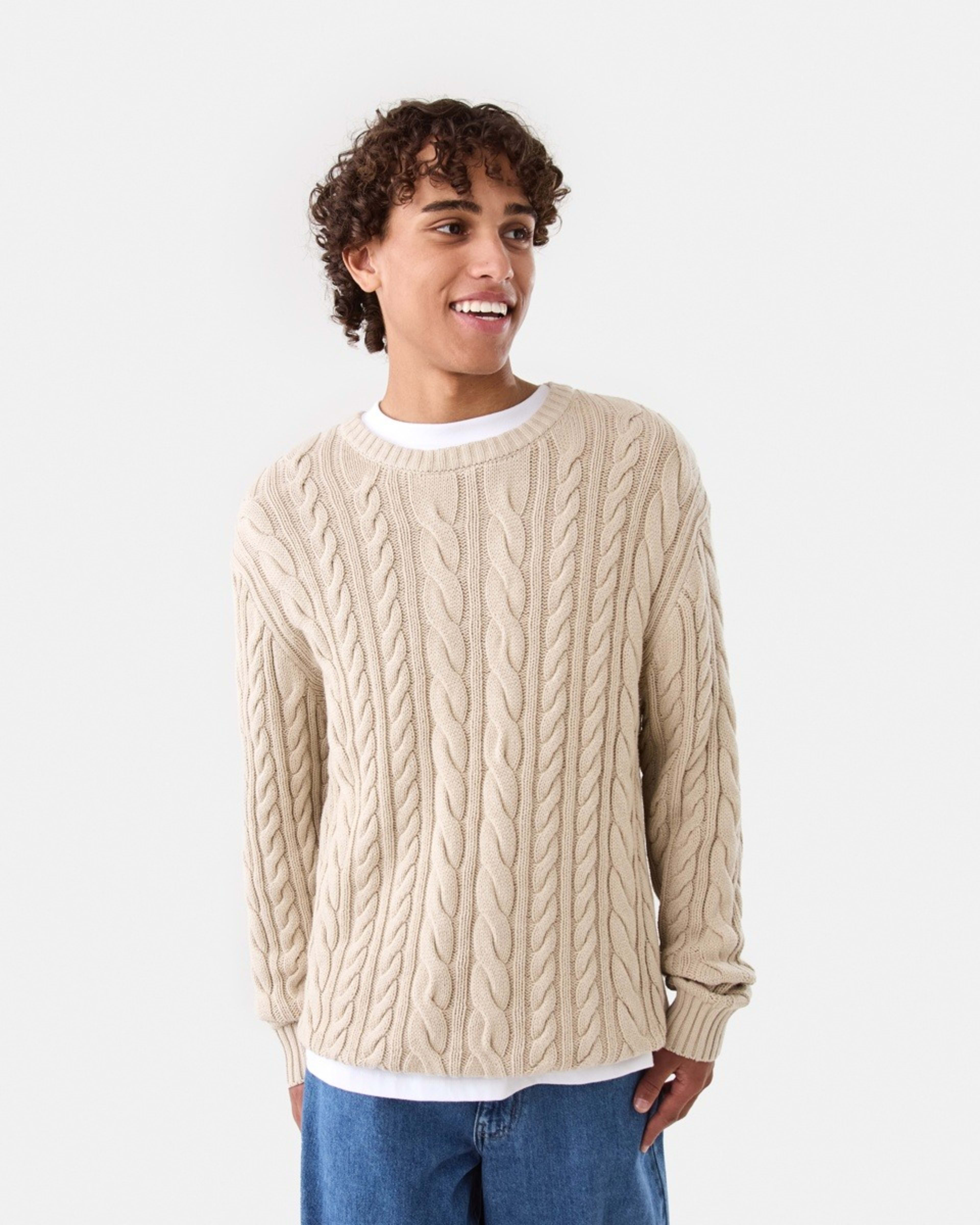 1 Cable Knit Jumper Bge String, 1 of 9