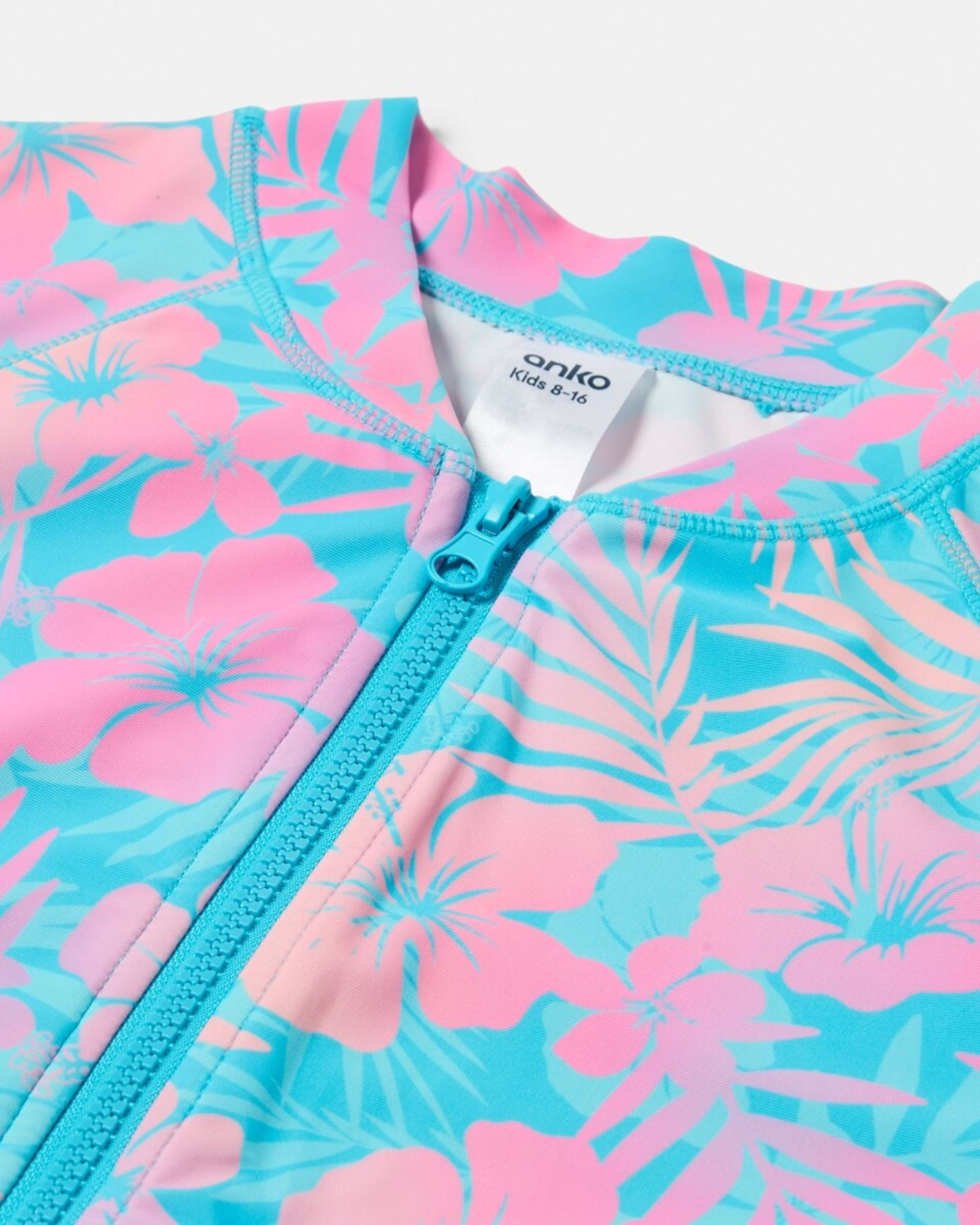 8 Long Sleeve Zip Through Rash Vest OMBRE TROPICAL LUSH MULTI, 8 of 8