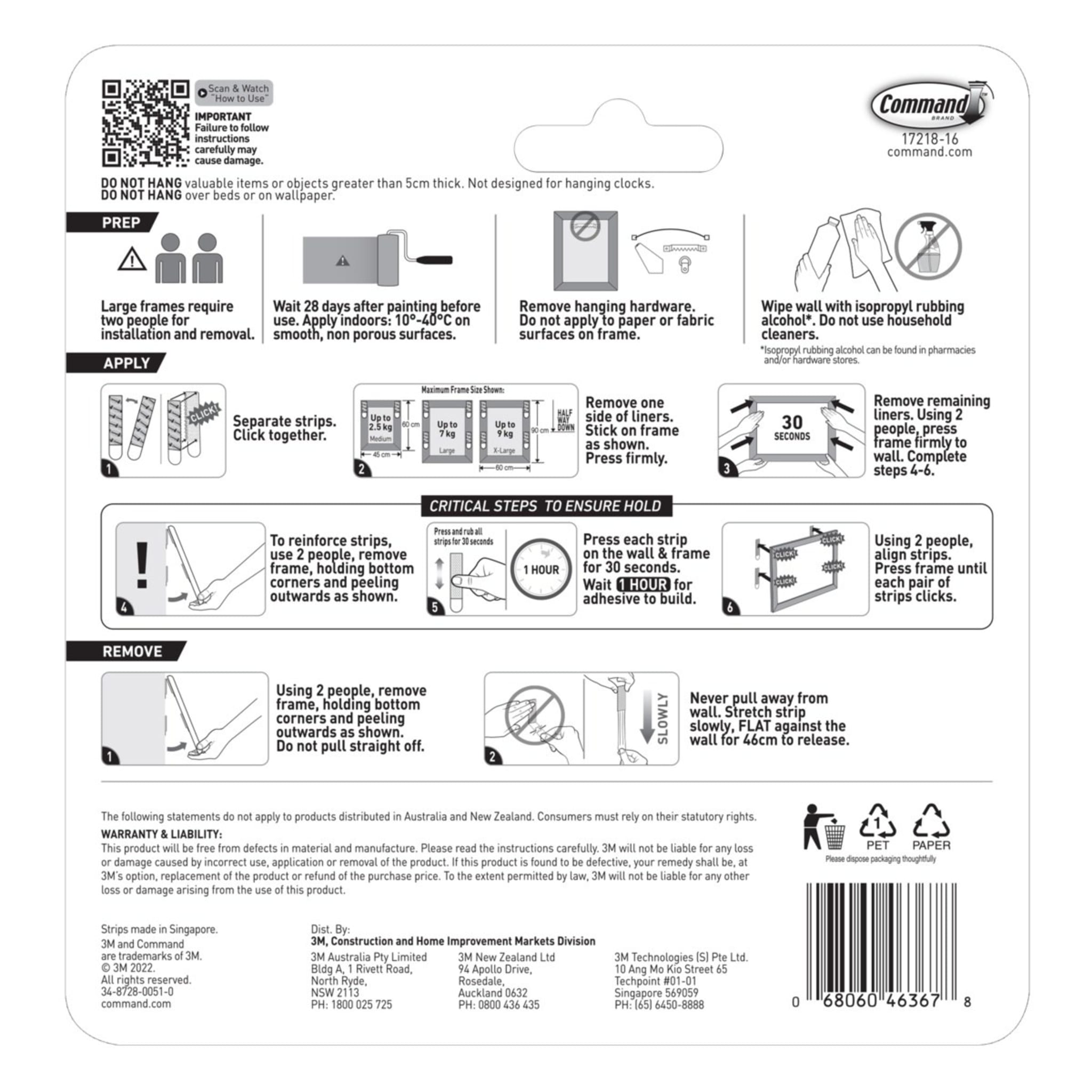 16 Pack 3M Command Picture Hanging Strips Kmart NZ
