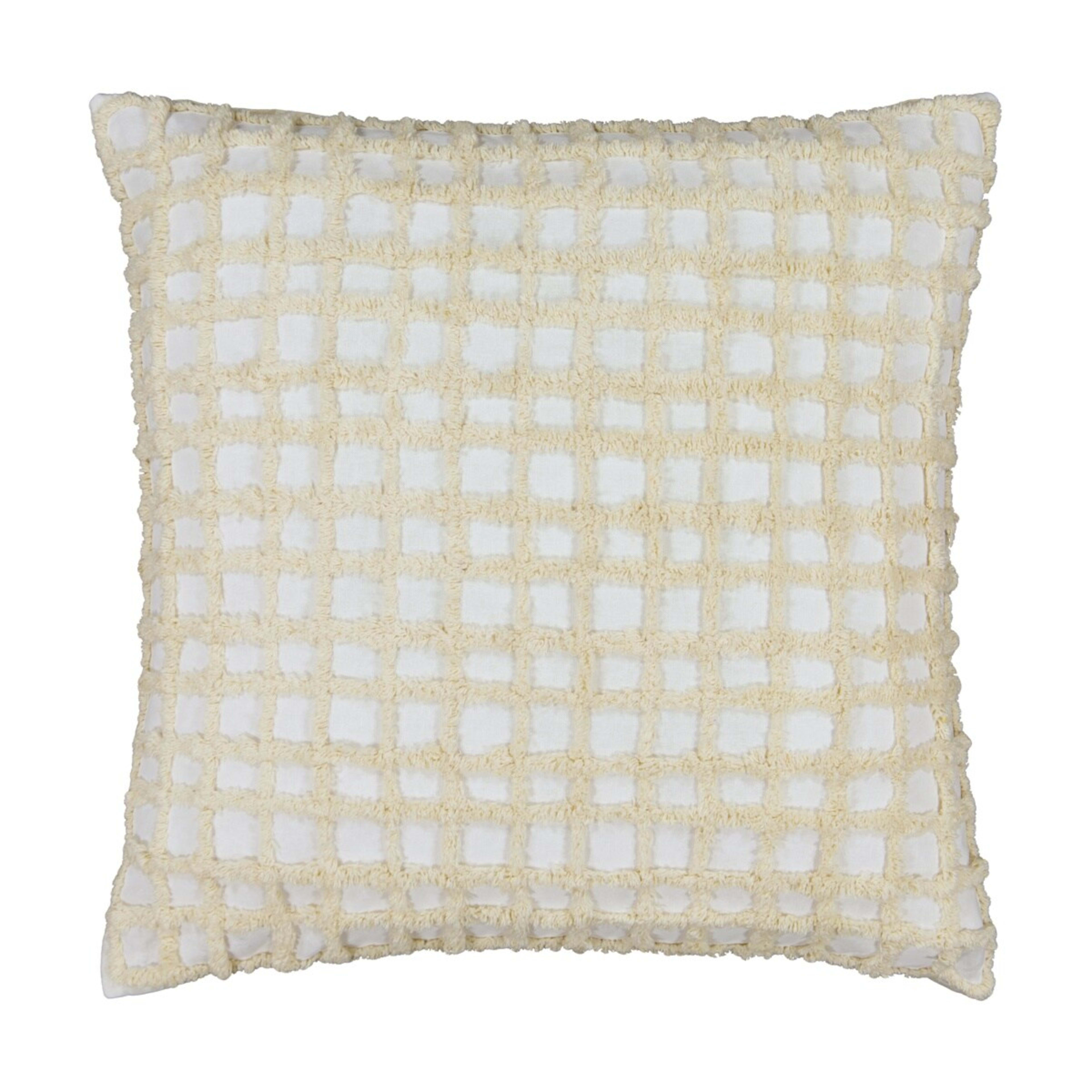 1 60cm Tufted Check Cushion - Beige