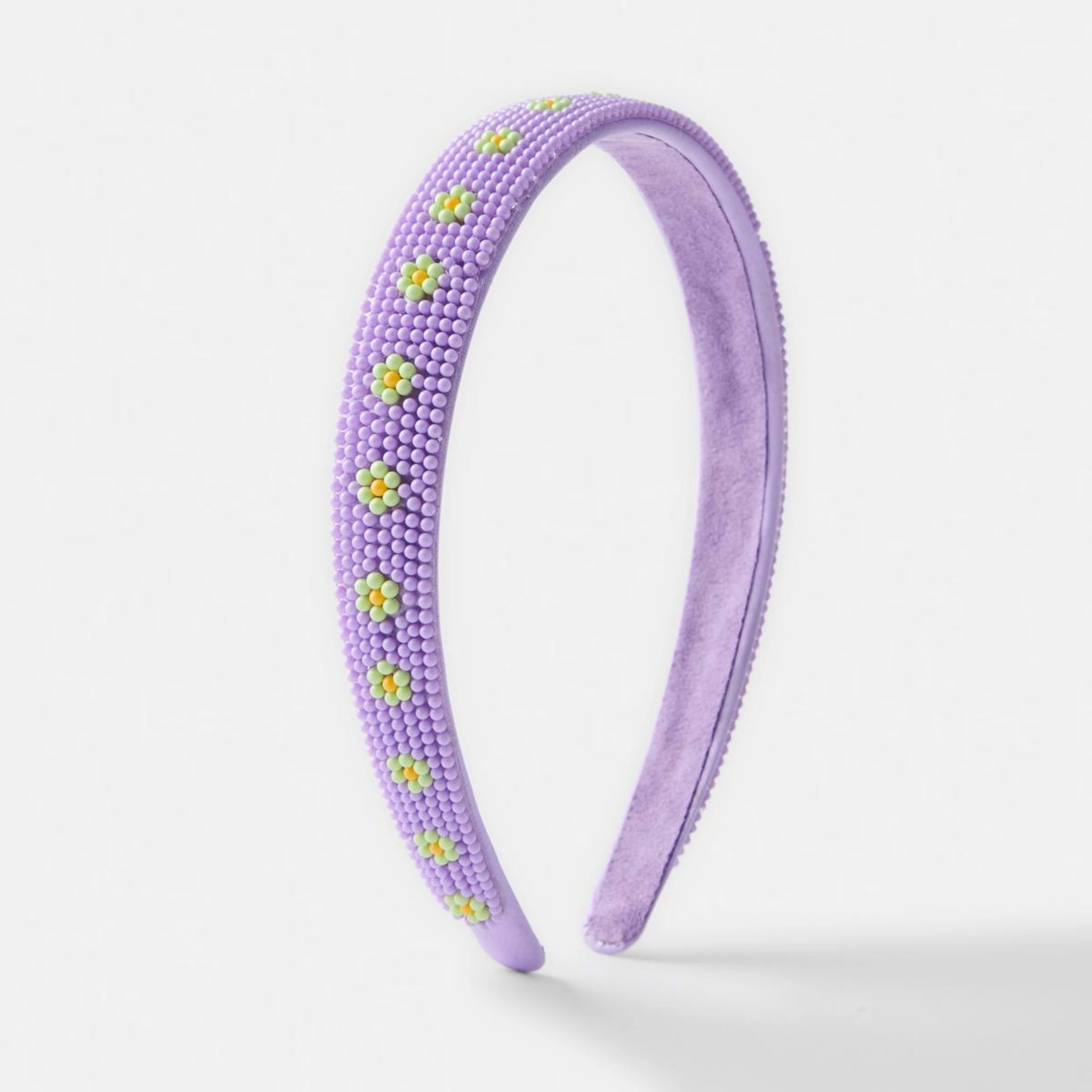 1 Flower Beaded Headband - Purple