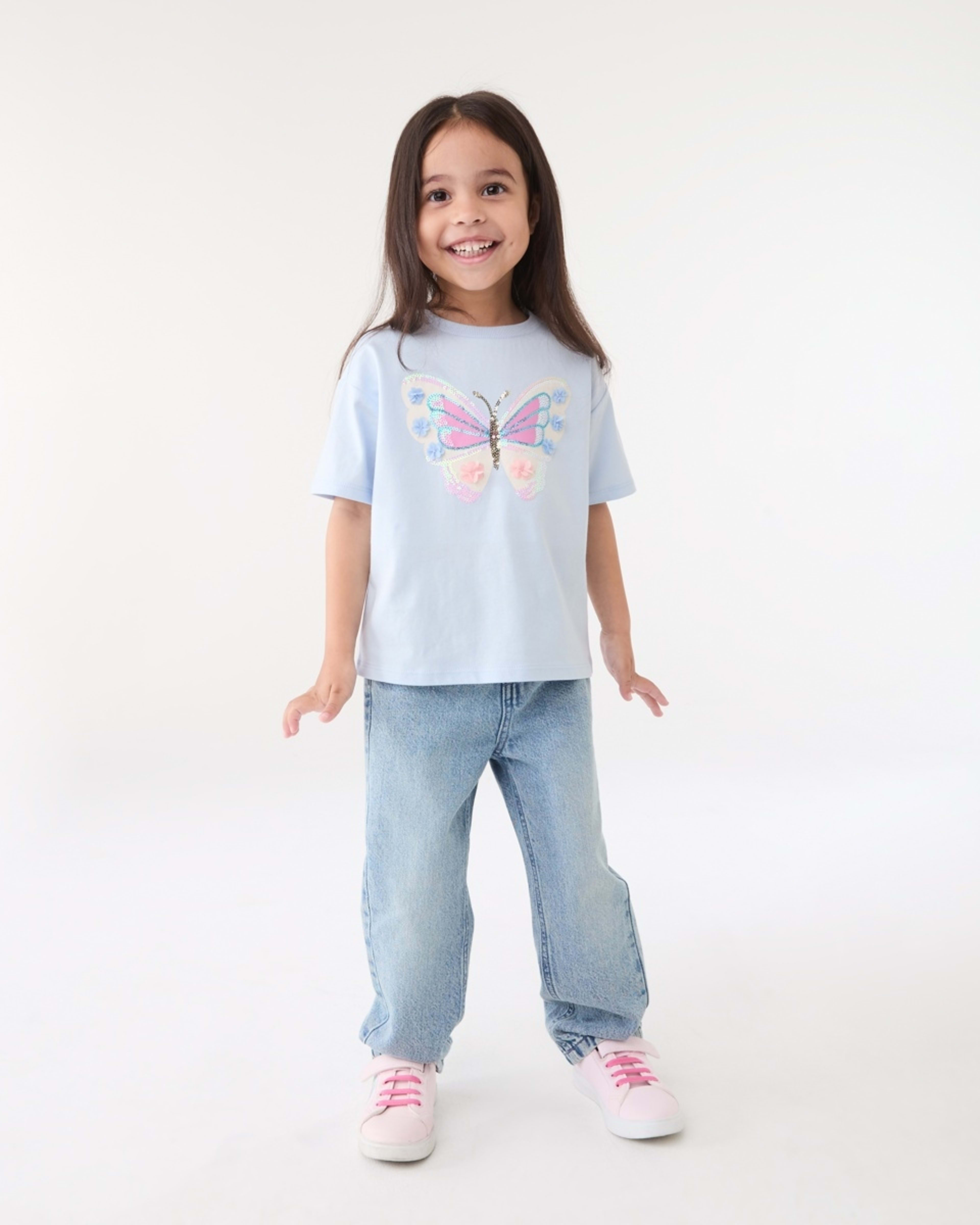 5 Short Sleeve Sequin T-shirt DAZZLING BUTTERFLY ICE MIST, 5 of 6