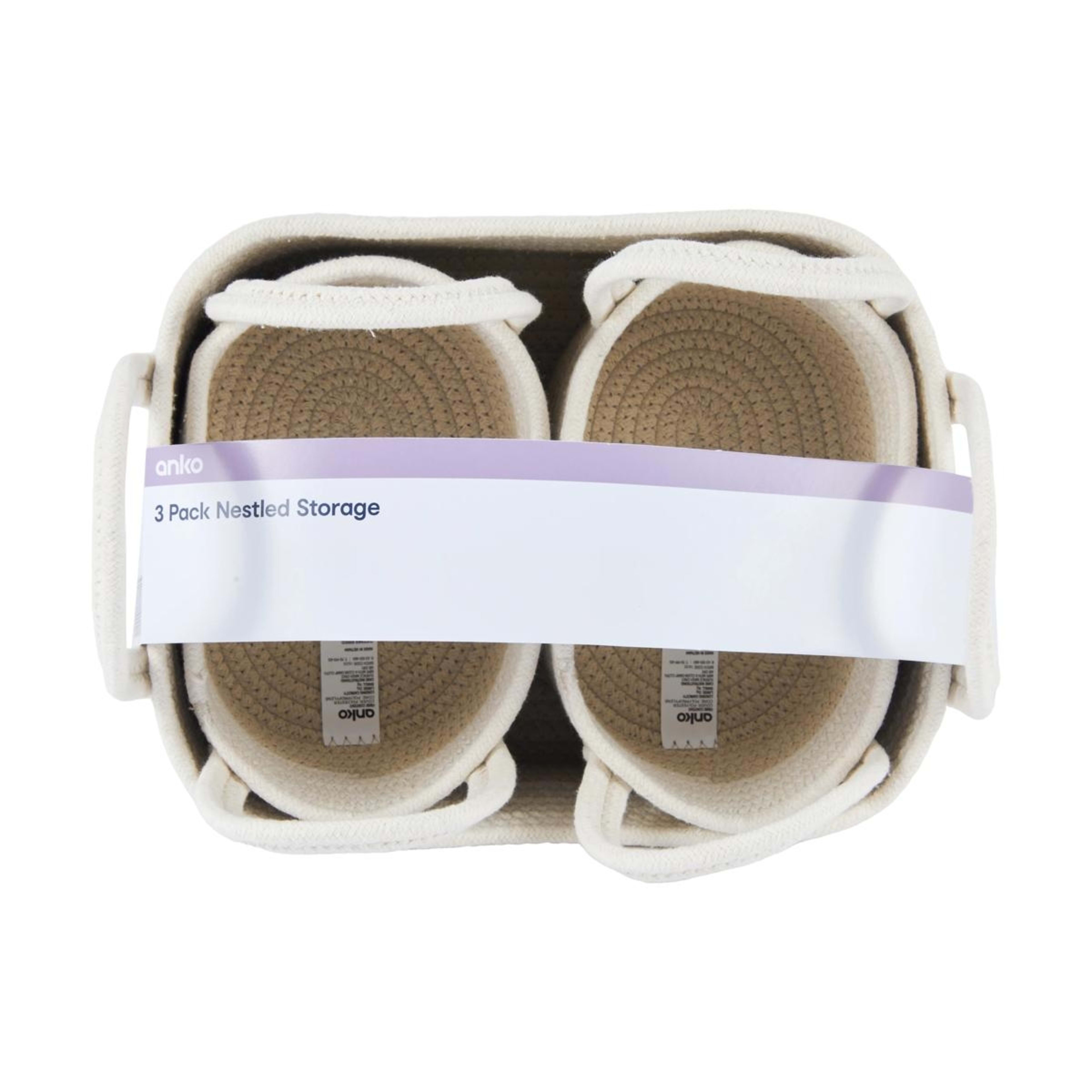5 3 Pack Nestled Storage Baskets - Beige, 5 of 5