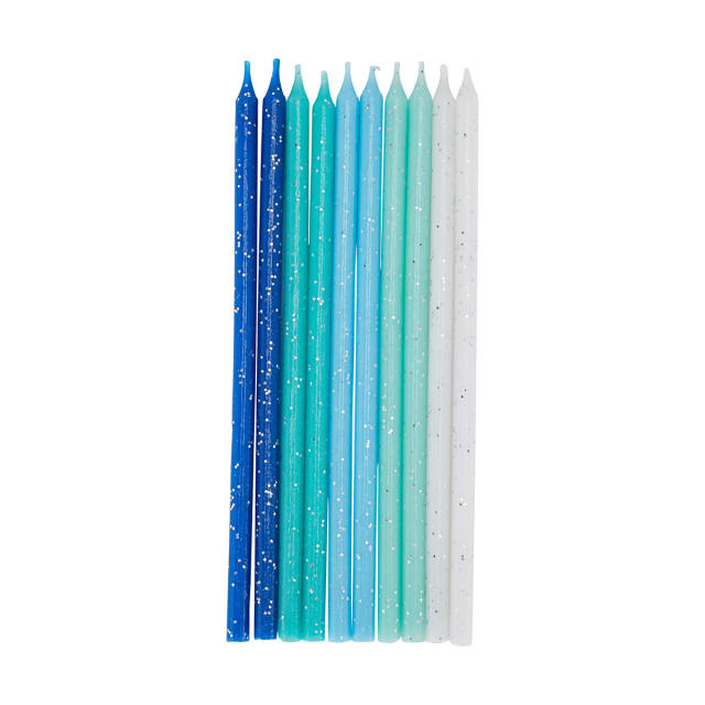 10 Pack Glitter Candles Blue Kmart