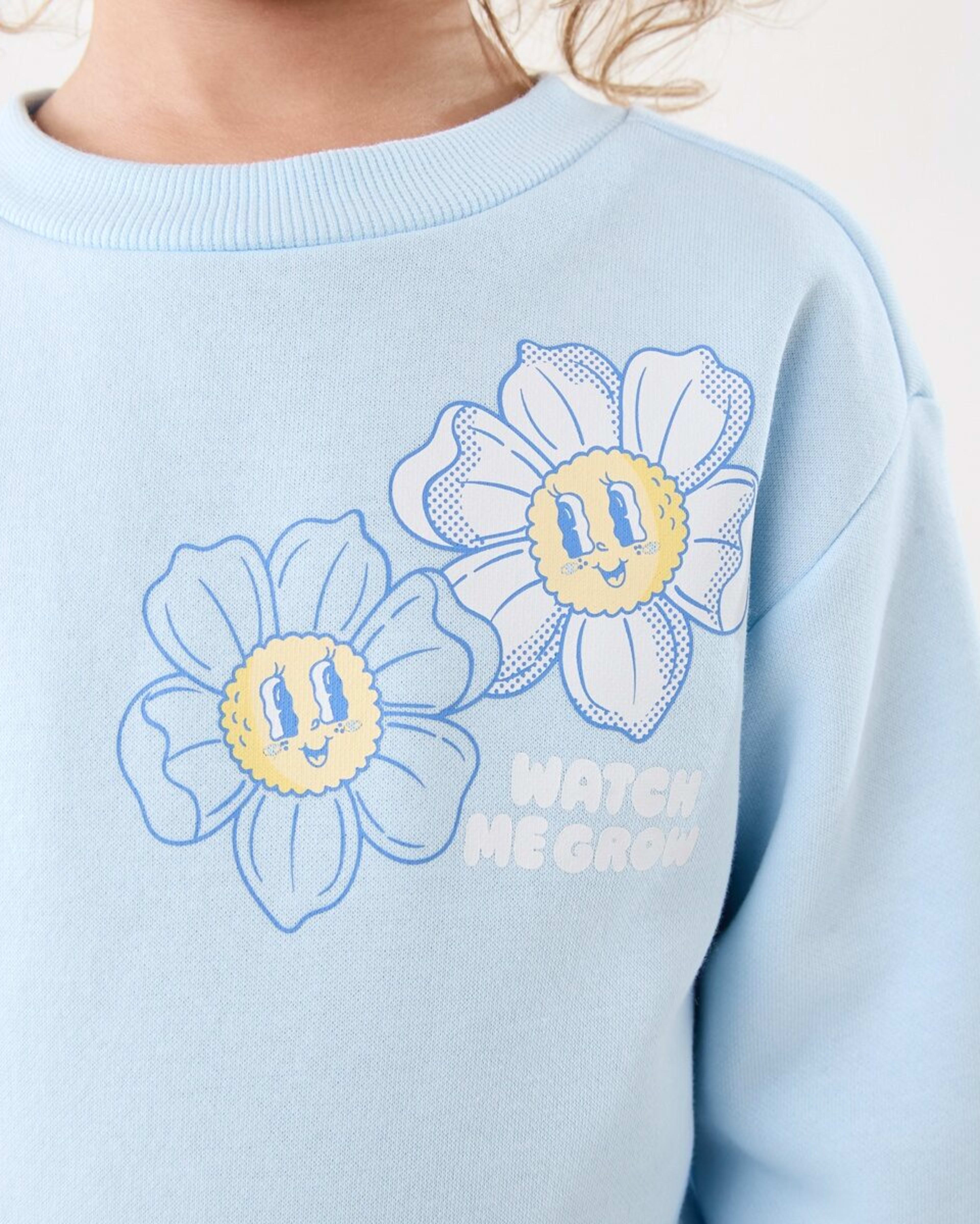 4 Print Crew Neck Sweatshirt WATCH ME GROW BLUE, 4 of 7