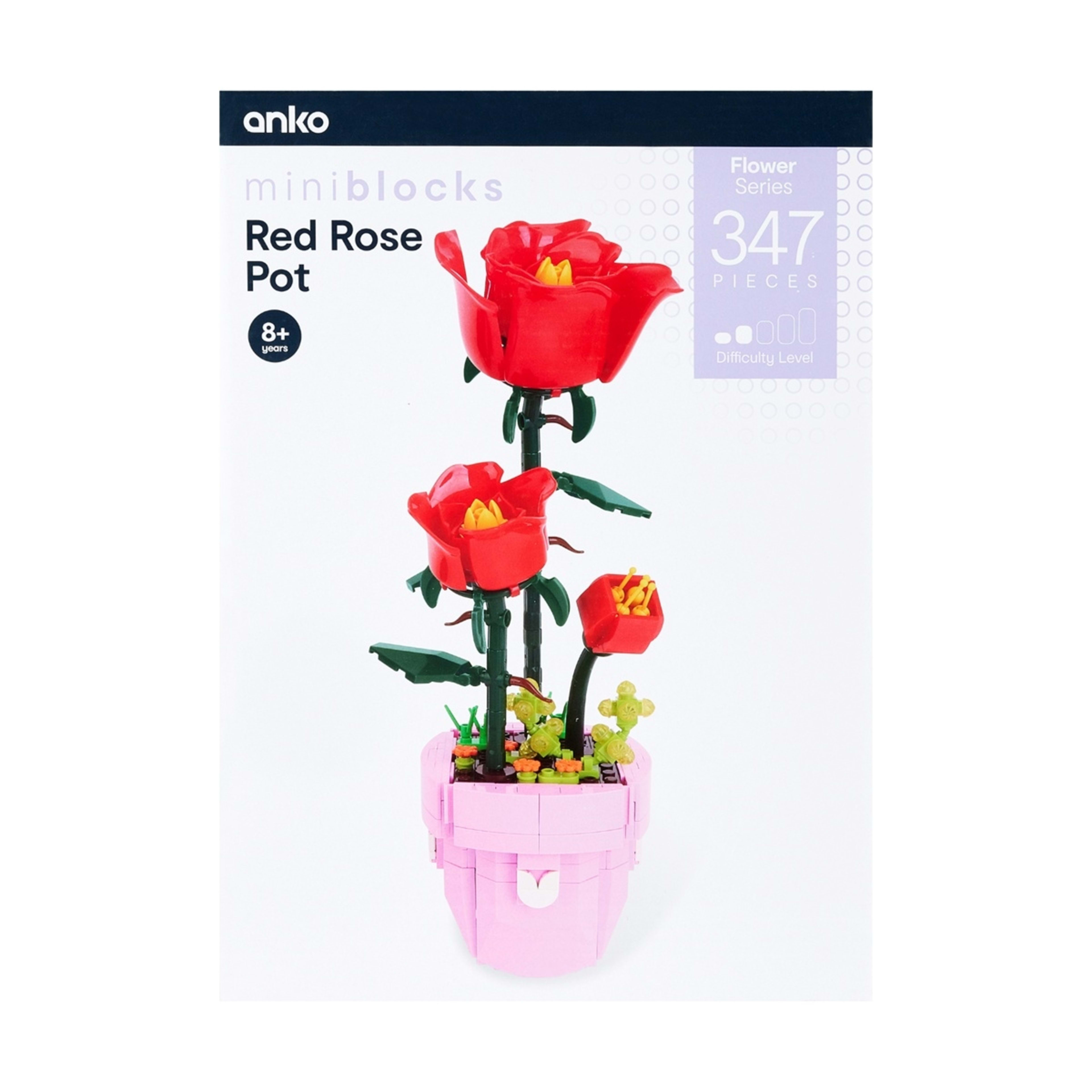 1 347 Piece Mini Blocks Flower Series: Red Rose Pot