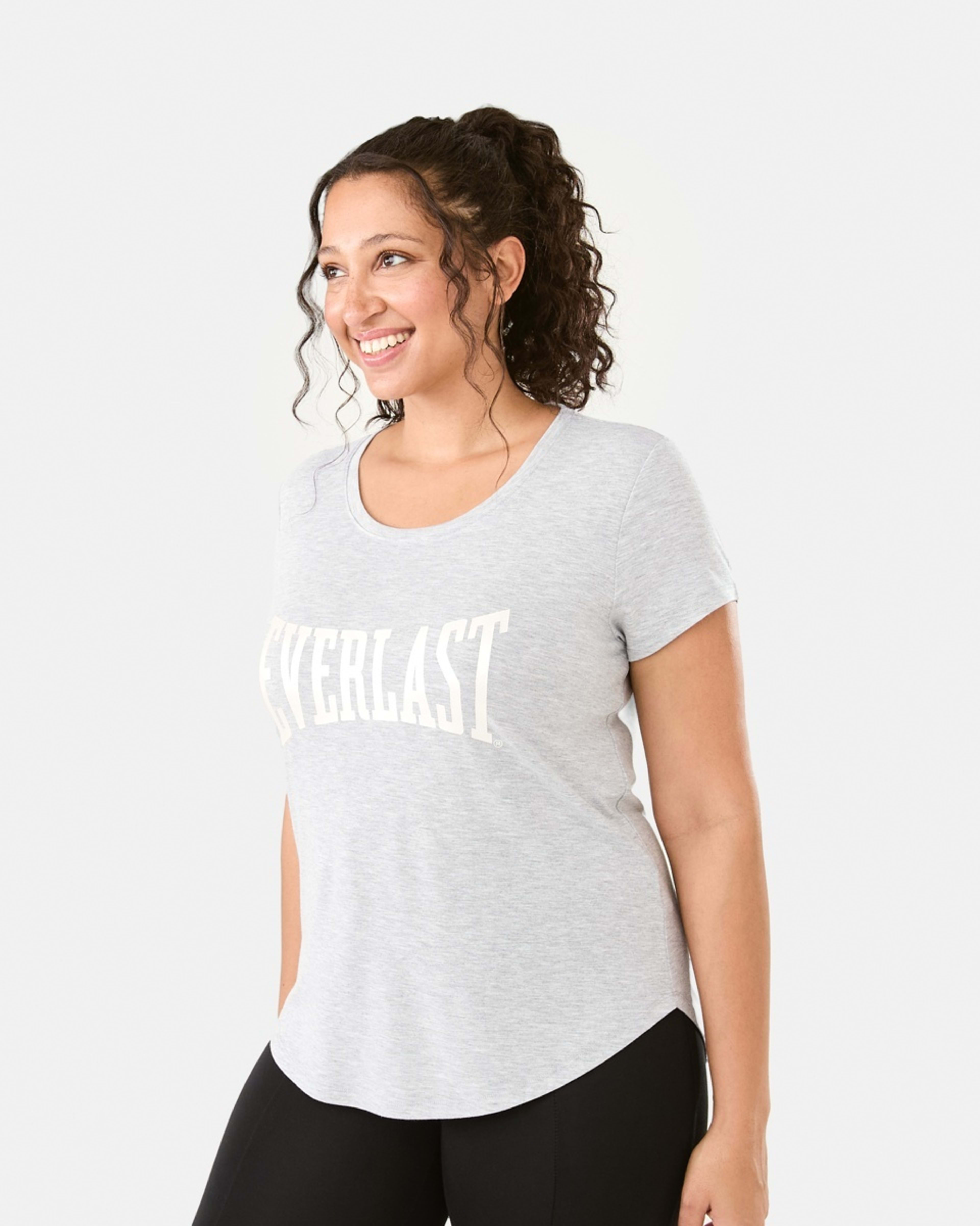 2 Everlast Womens Scoop Neck T-shirt Everlast Dogbone Grey Marle, 2 of 6