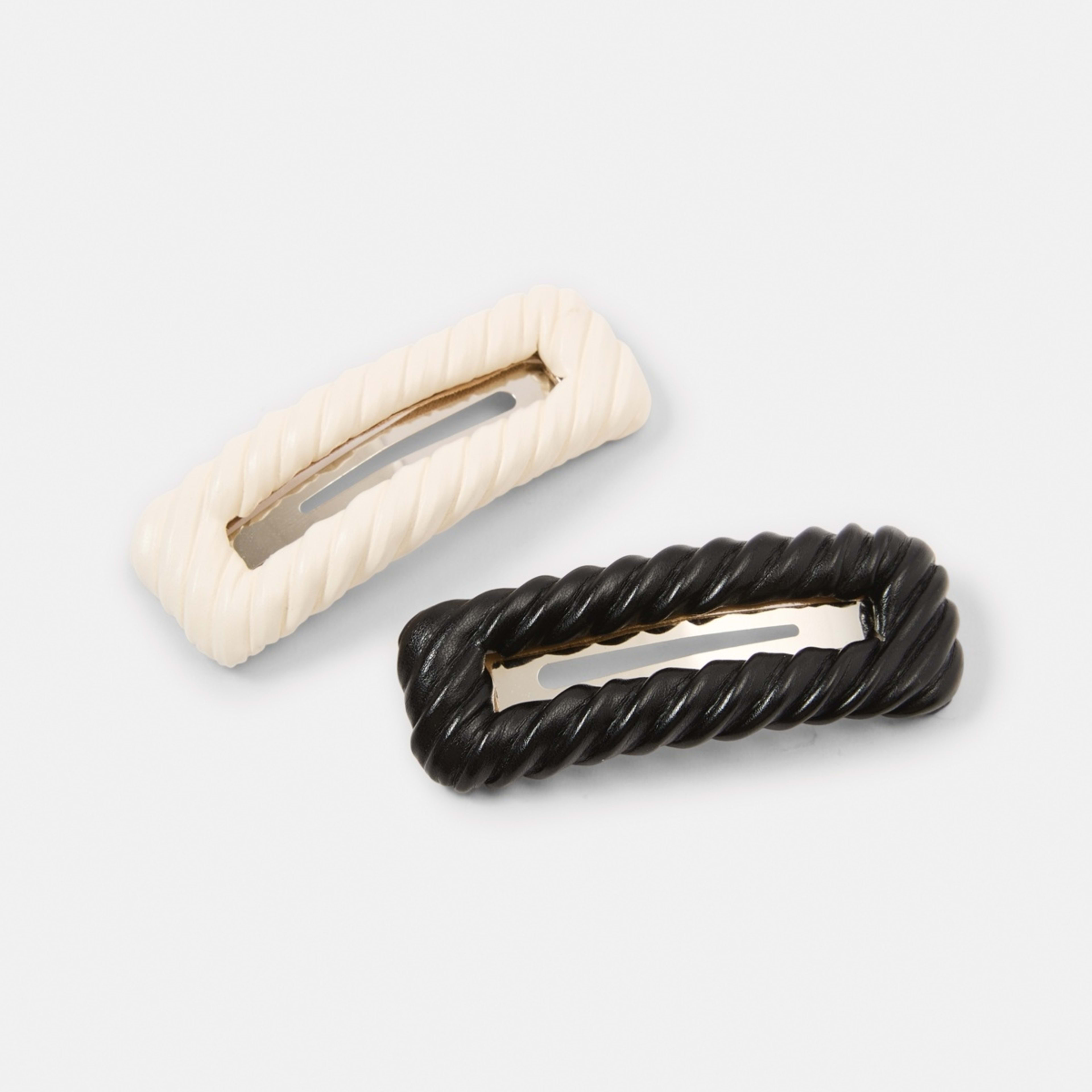 2 2 Pack Black Faux Leather Snap Hair Clip, 2 of 4