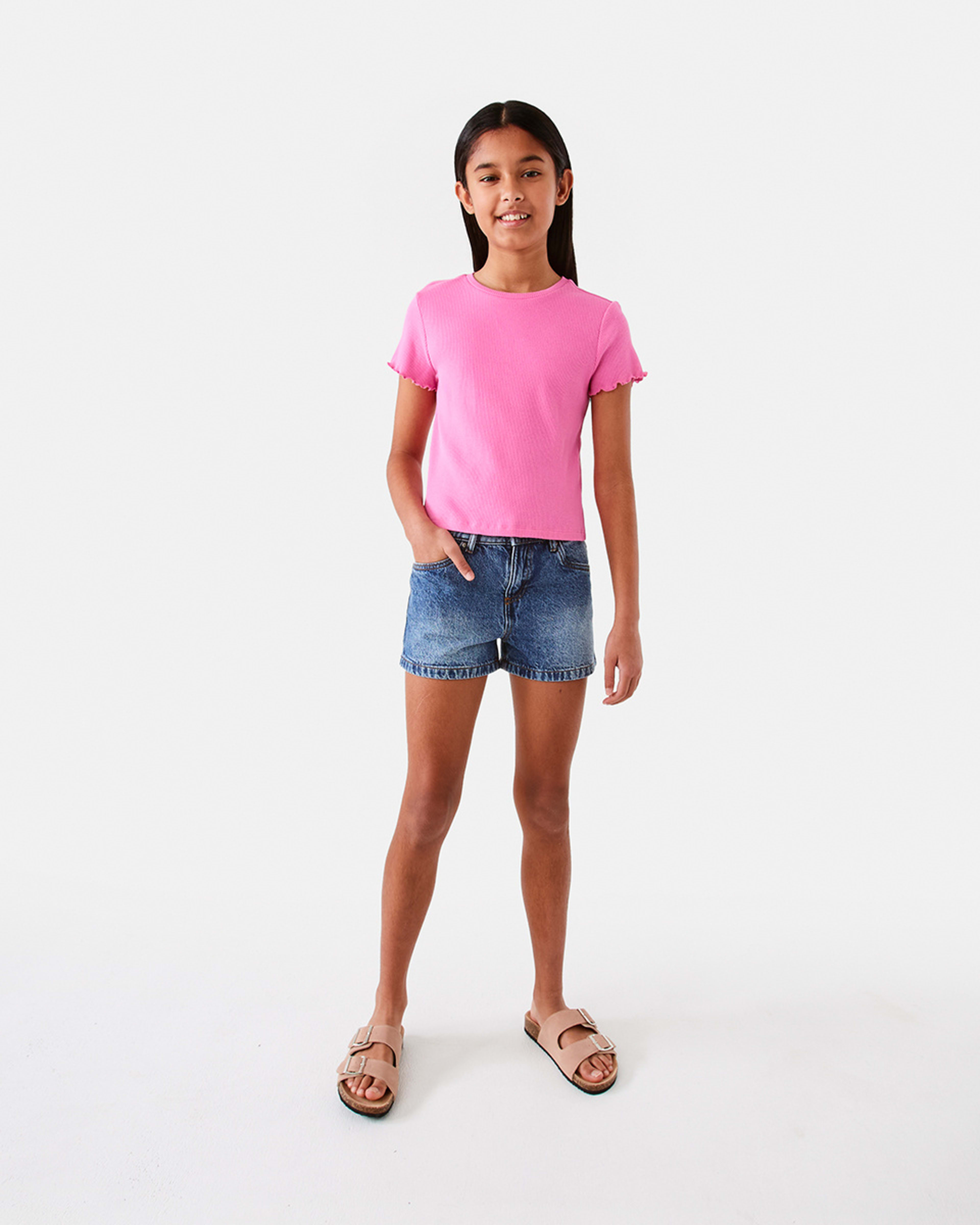 7 Short Sleeve Rib Top Azalea Pnk, 7 of 10