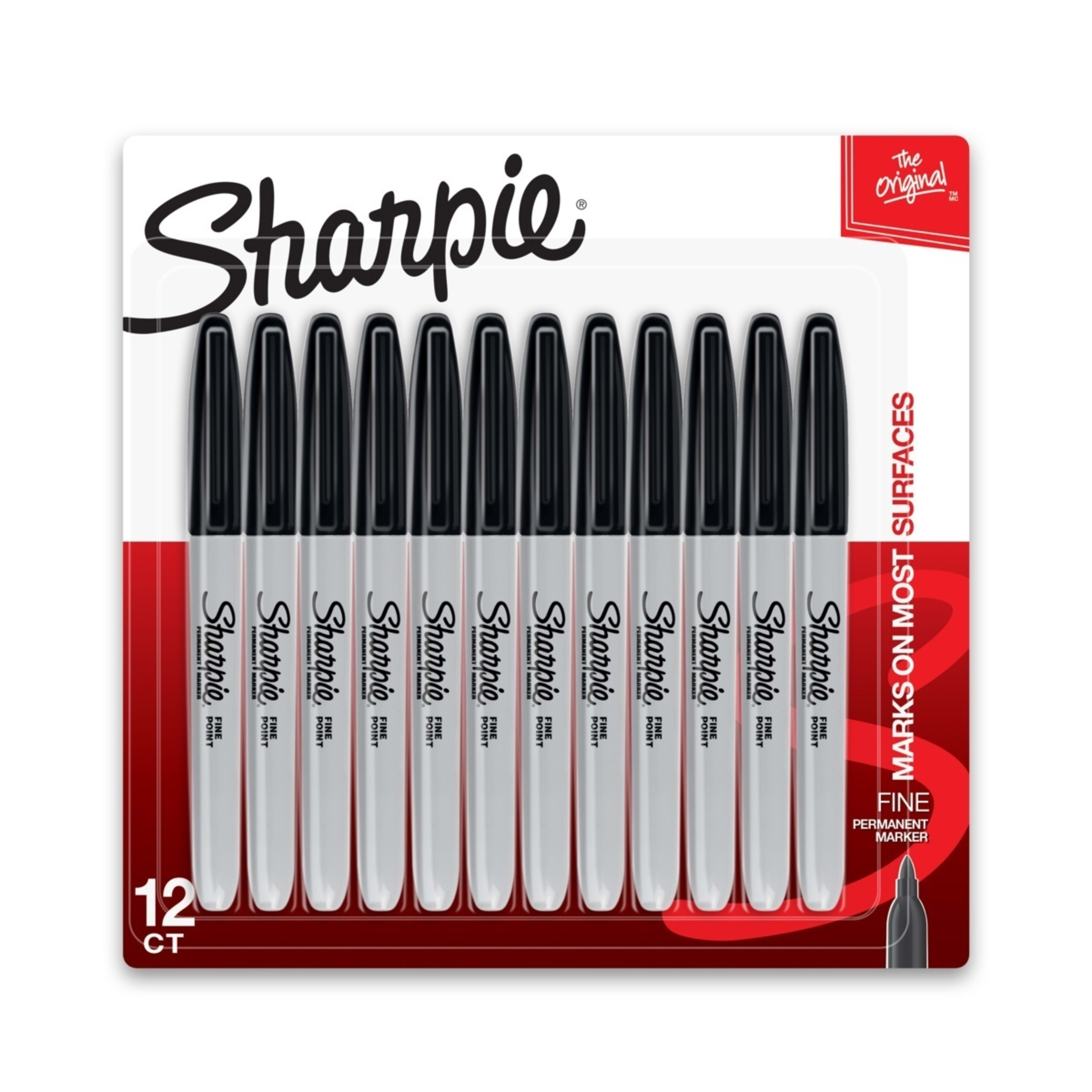 1 12 Pack Sharpie Fine Point Permanent Markers - Black