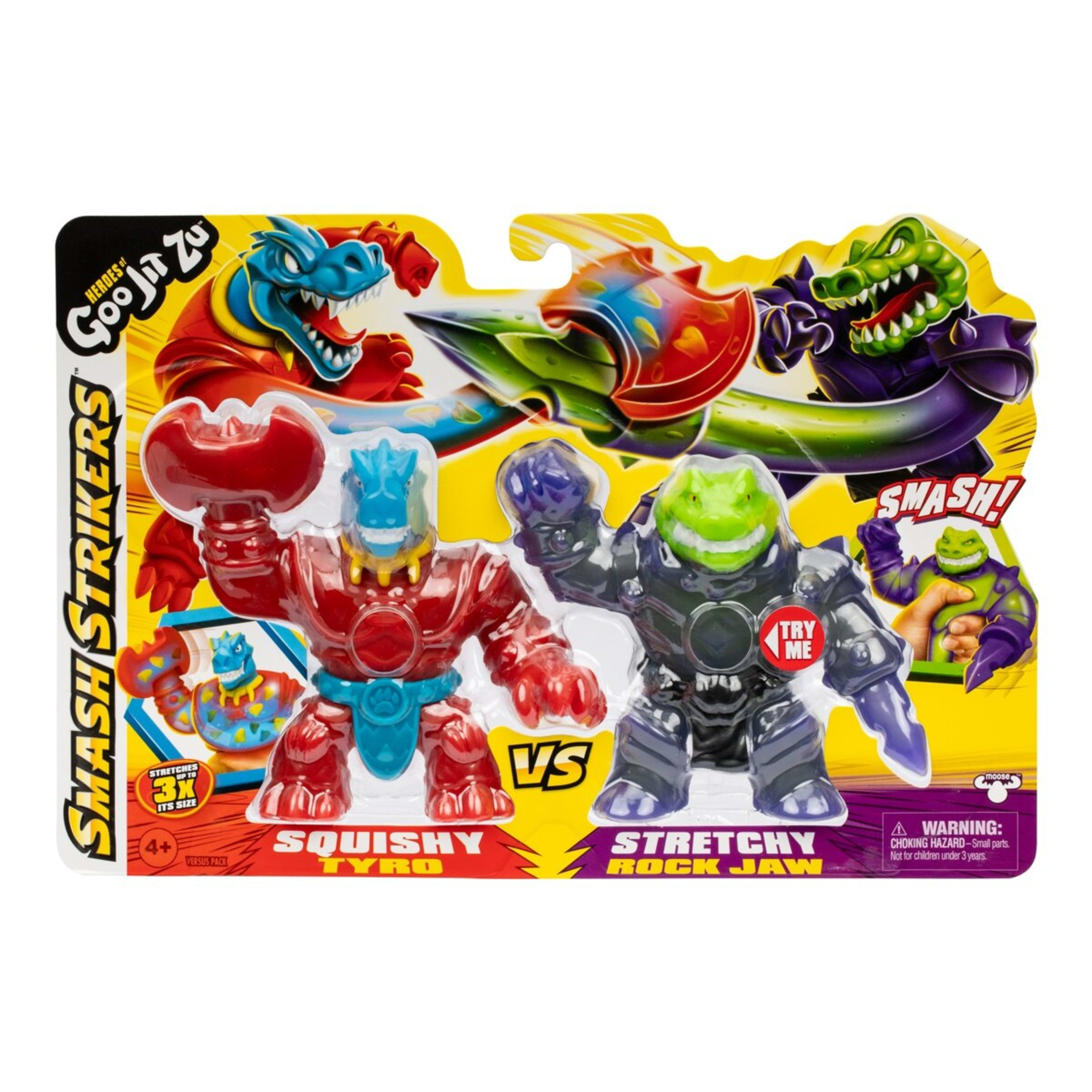 1 Heroes of Goo Jit Zu Smash Strikers: Squishy Tyro Vs Stretchy Rock Jaw with Unique Fillings Playset, 1 of 10