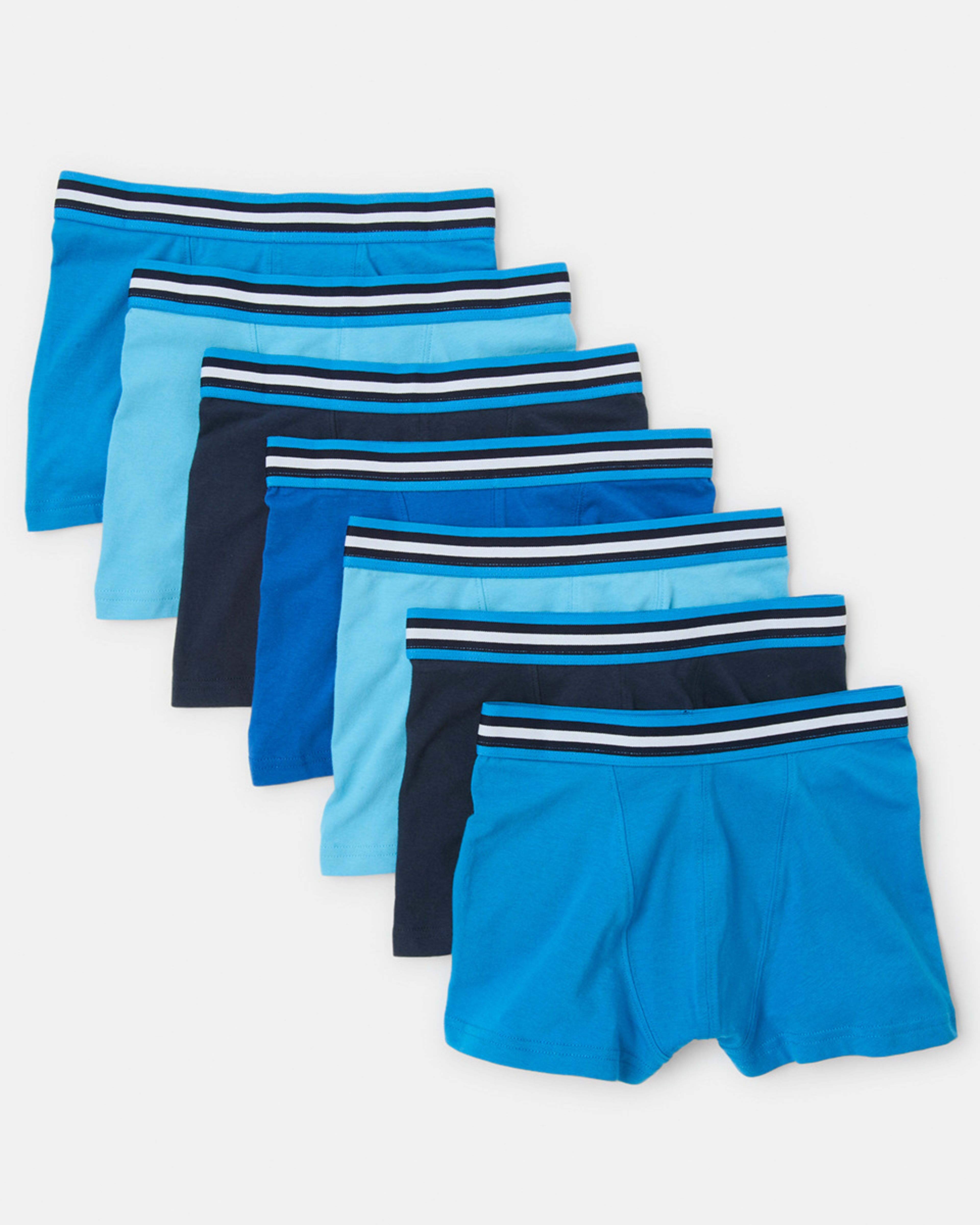 1 7 Pack Attached Elastic Trunks BLUES STRIPE