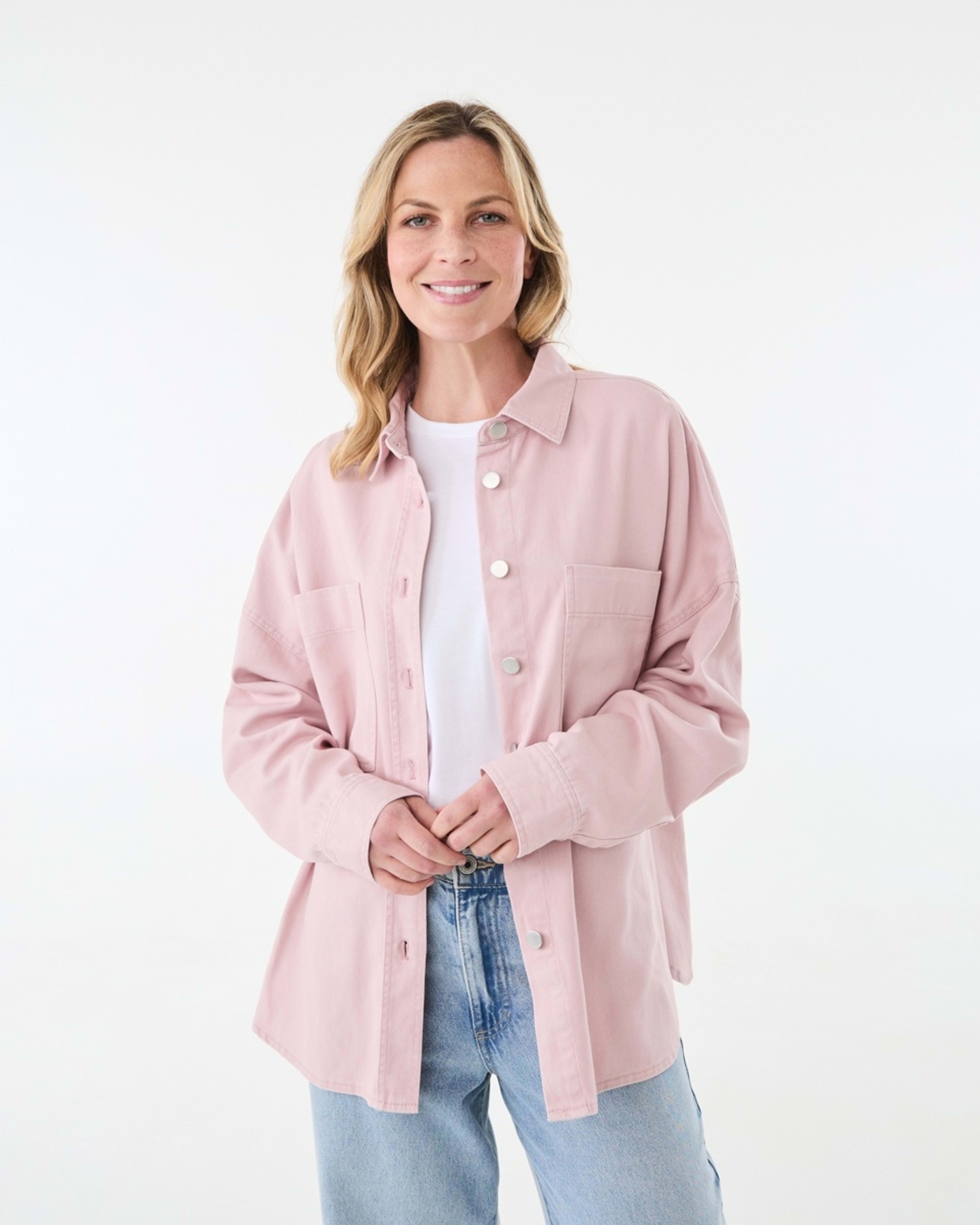 1 Long Sleeve Denim Shirt Pink Wash, 1 of 8